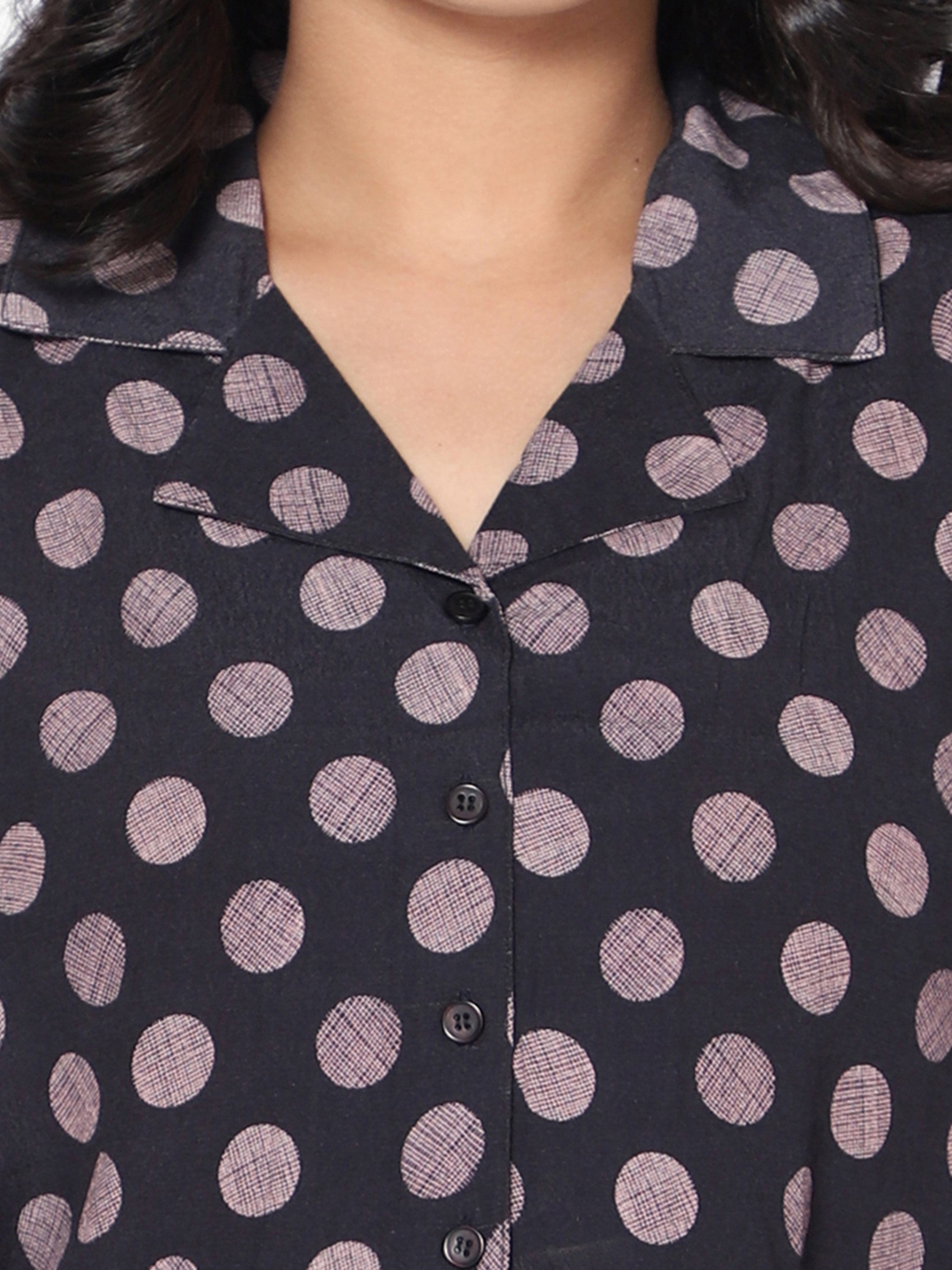 Girls Polka Dot Crop Top- Black Cropped Shirt