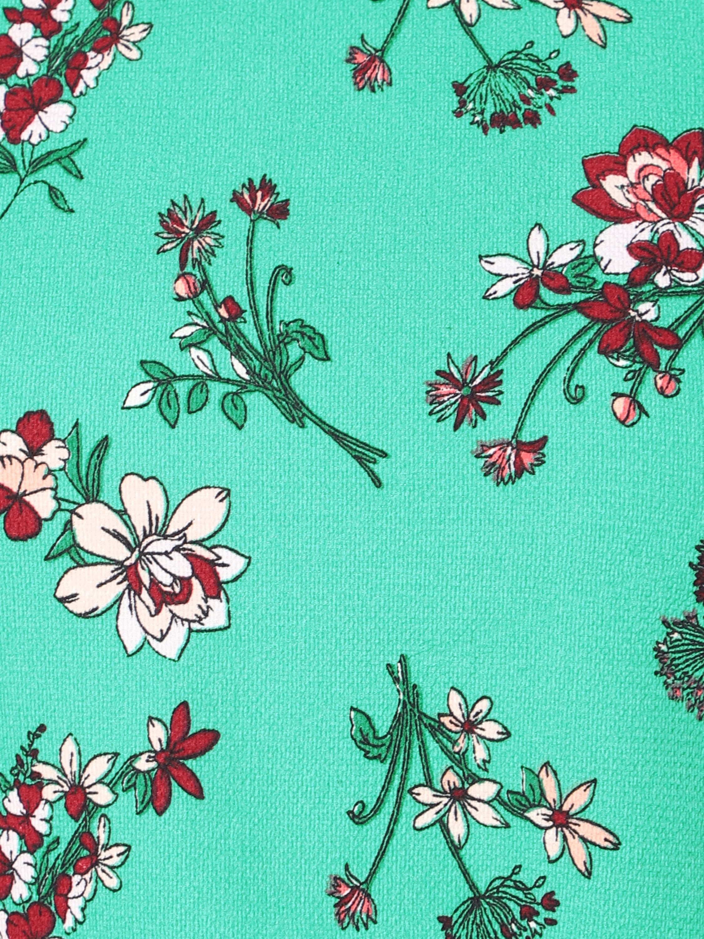 Girls Tie Up Crop Top- Green Floral Printed Western Casual Short Top
