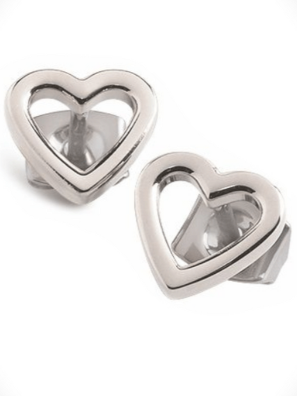 Girls Silver Heart Stud Earrings