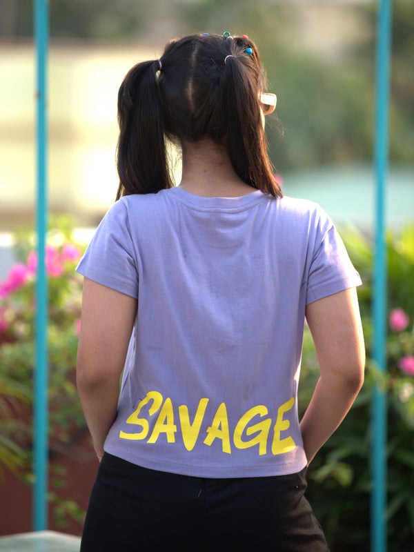 TeenTrums Girls Crop T-shirt -  Savage - Lilac