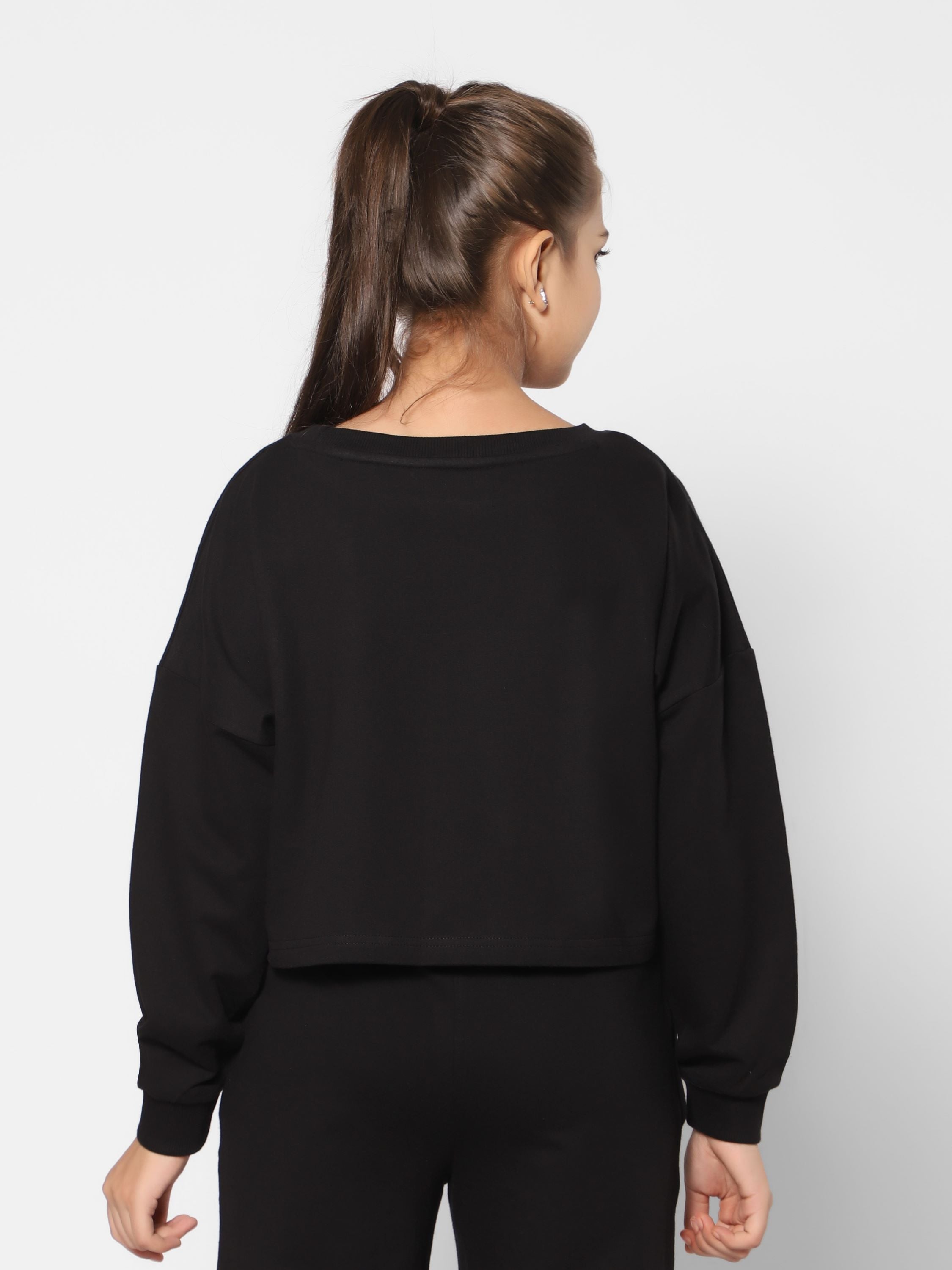 Sweat top-cycle embroidery-black