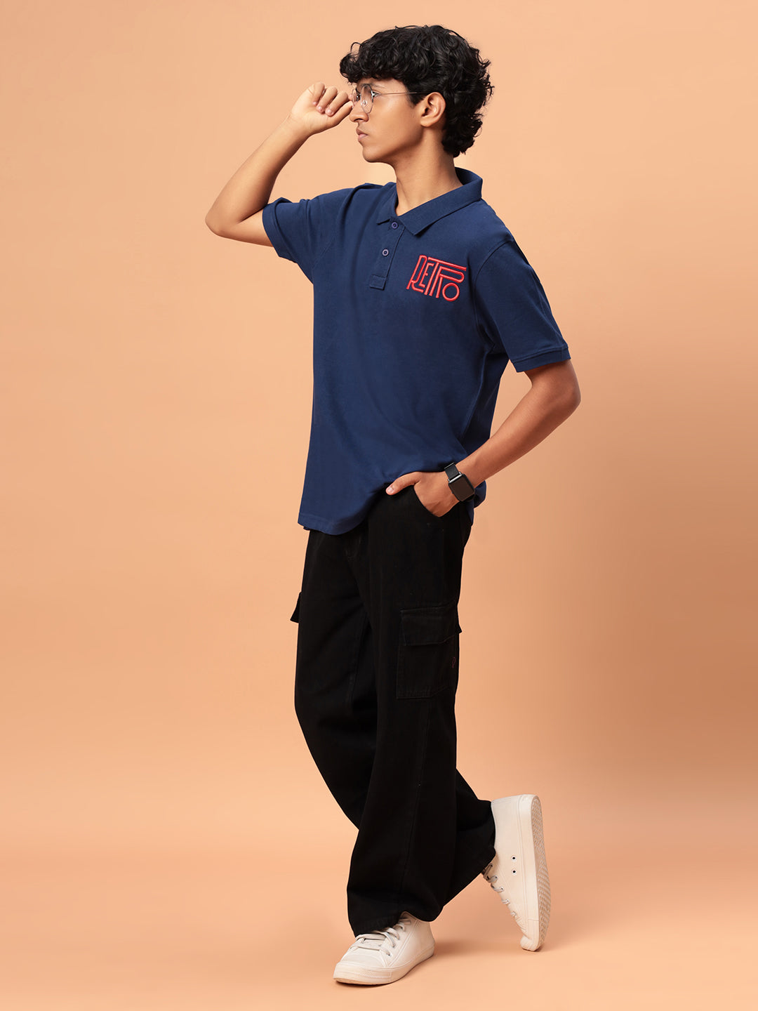 Polo Retro embroidery- Navy