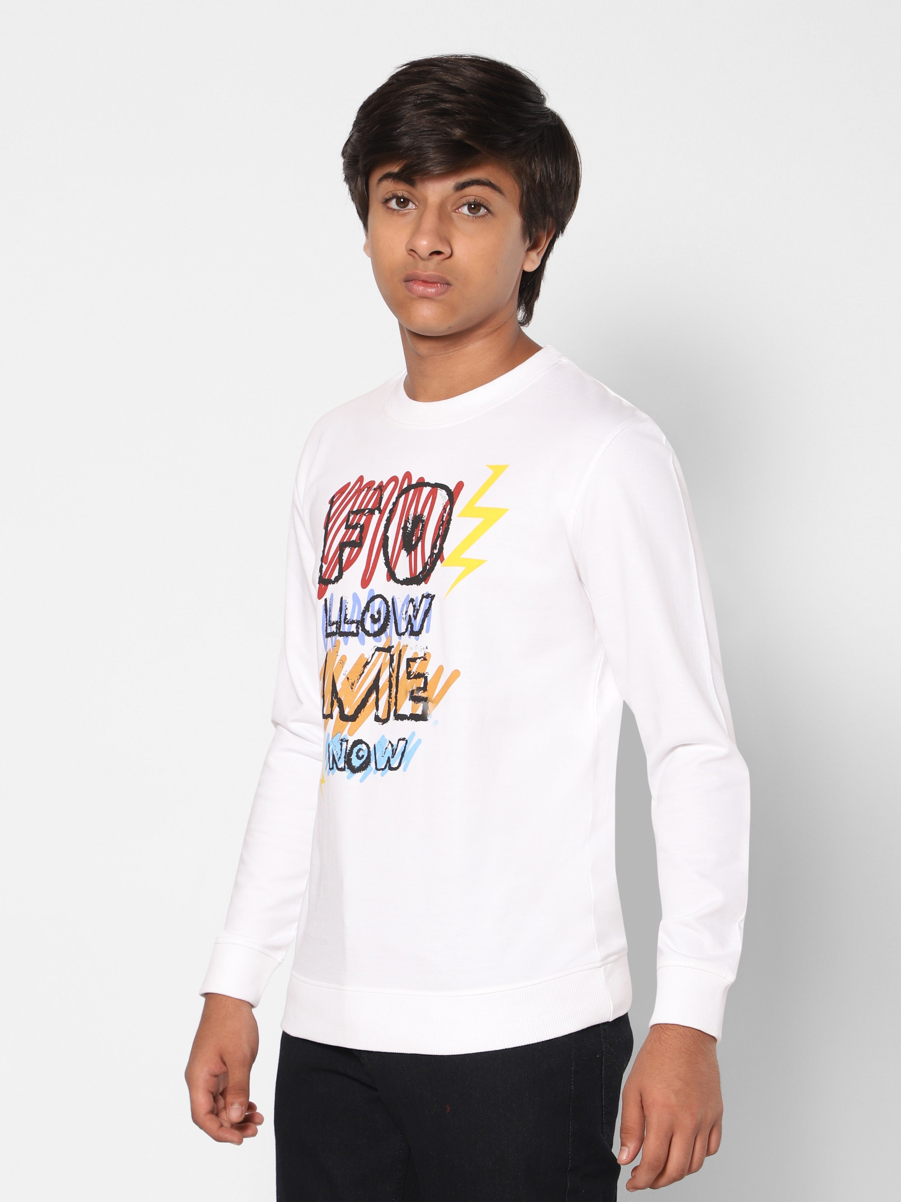 TeenTrums Boys Sweat top - rough sketch - Follow me now-White