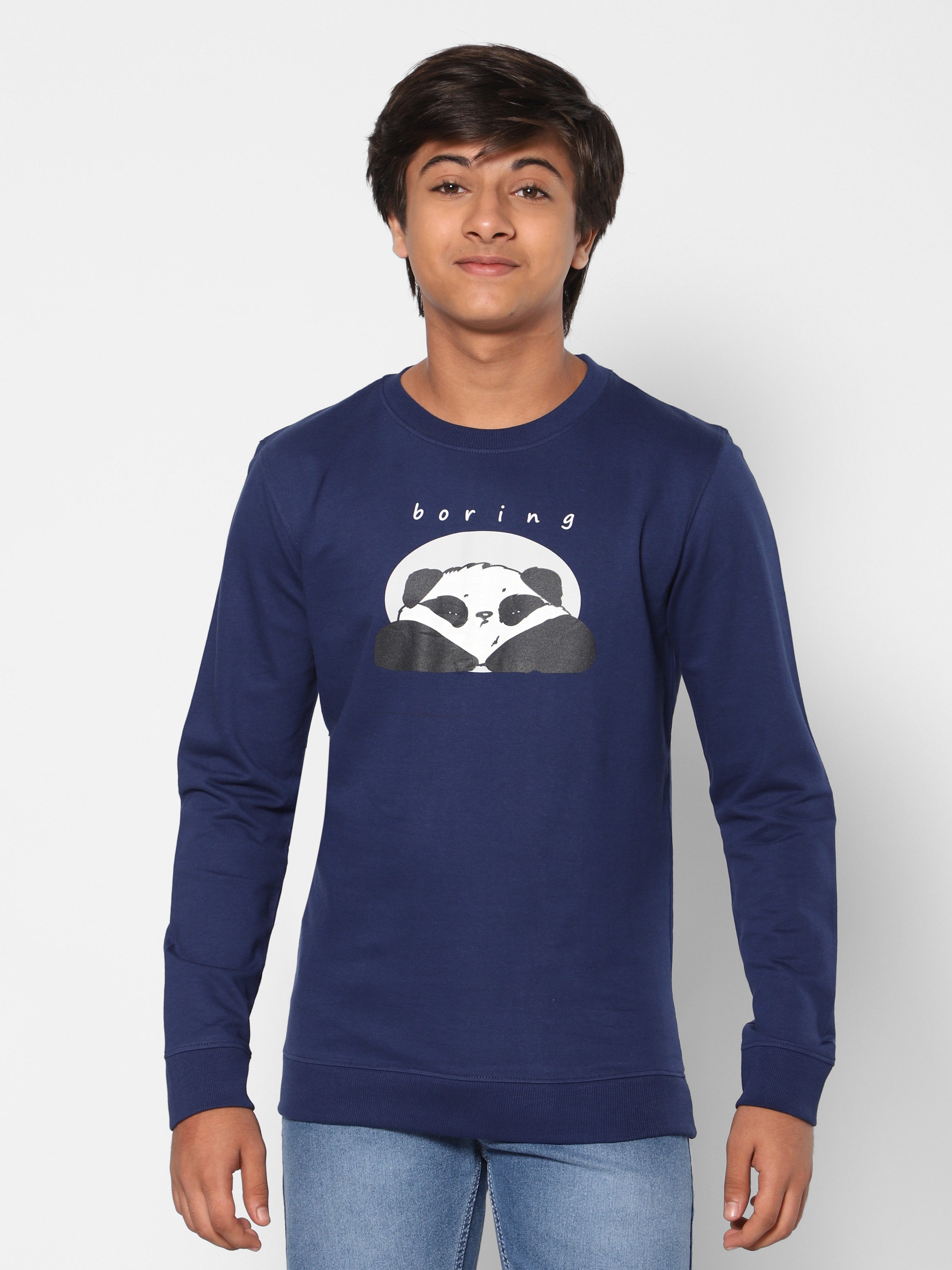 TeenTrums Boys Sweat top - Boring panda - Navy