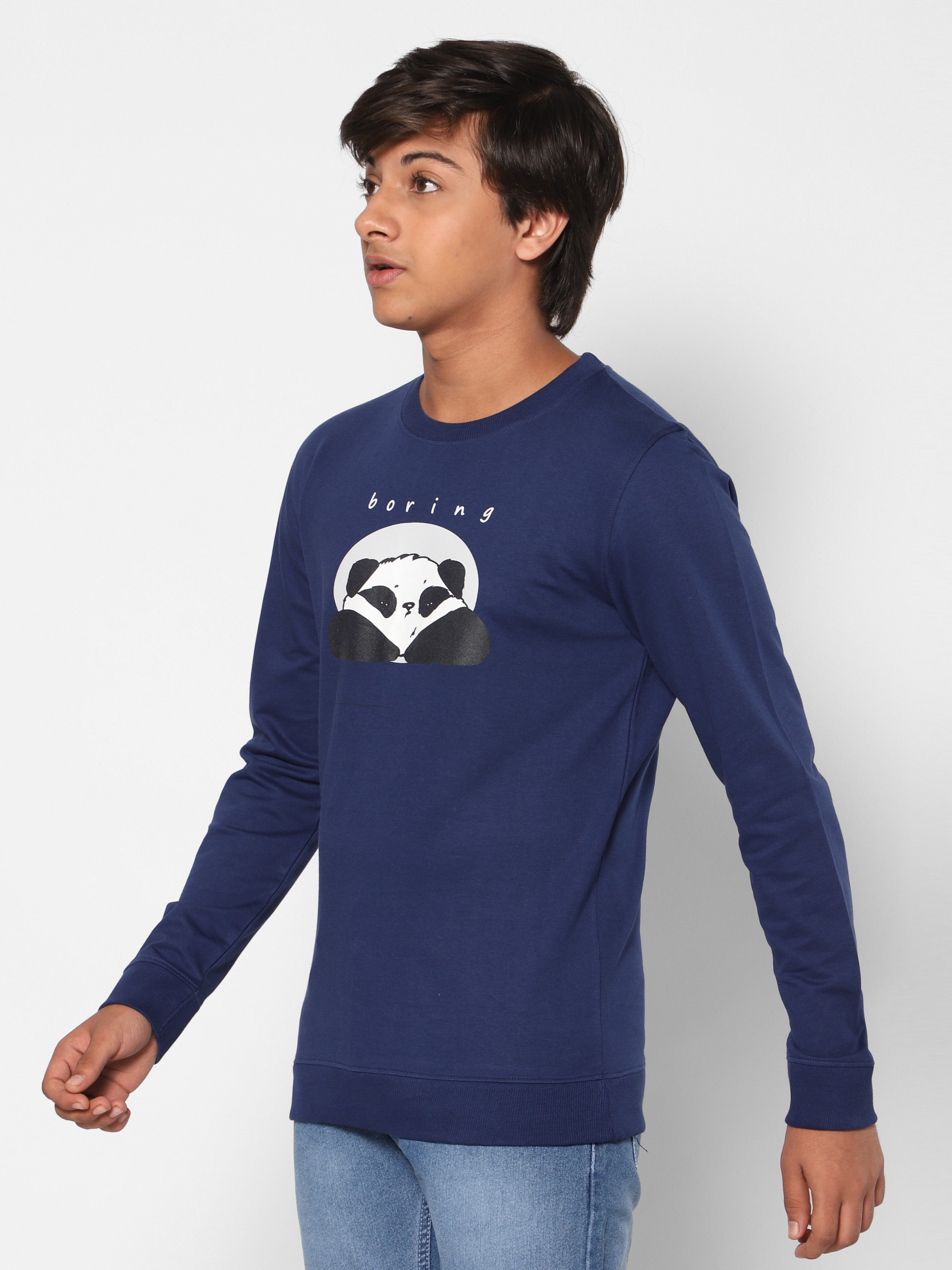 TeenTrums Boys Sweat top - Boring panda - Navy