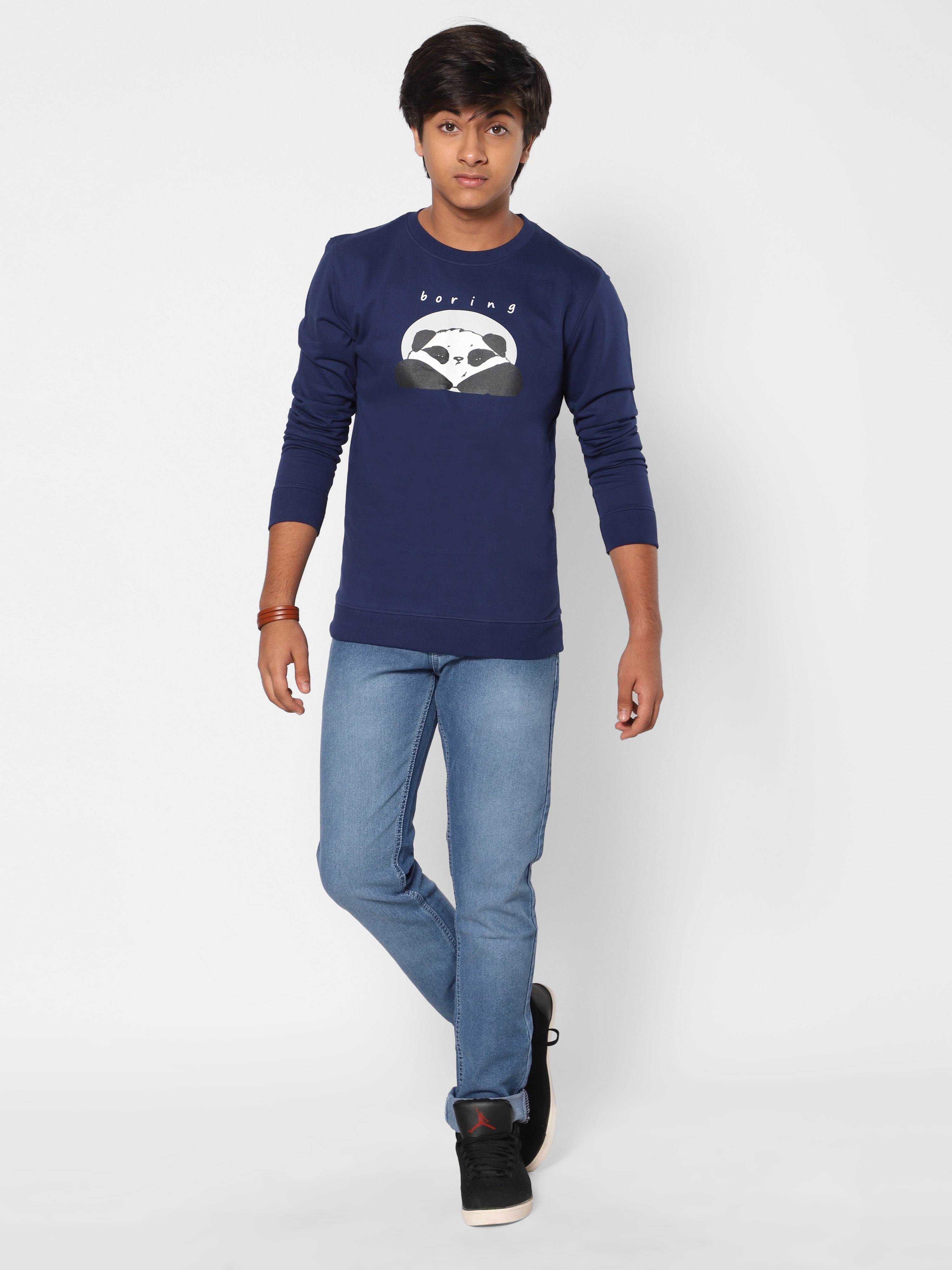 TeenTrums Boys Sweat top - Boring panda - Navy