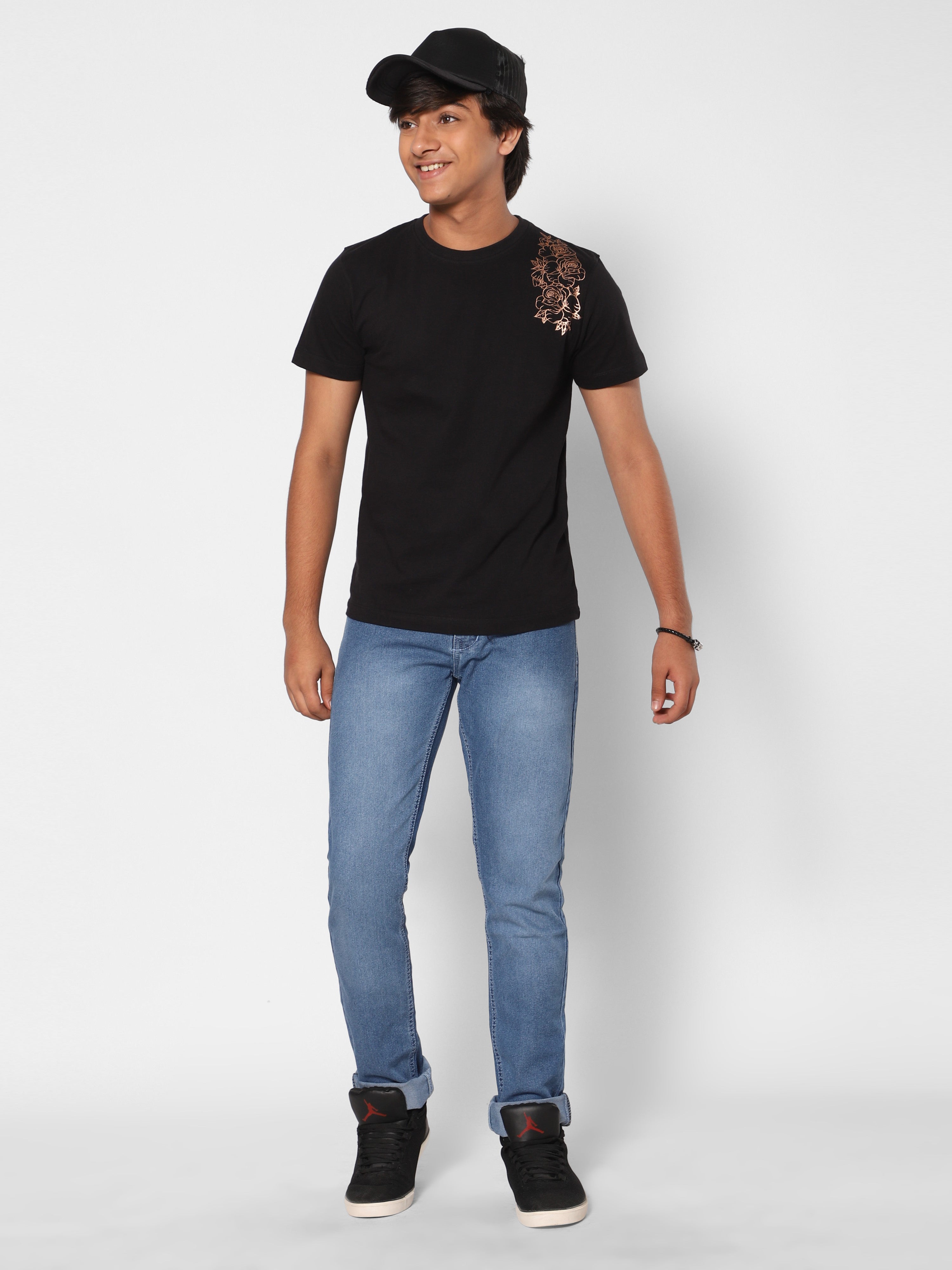 T-shirt Rose foil print- Black