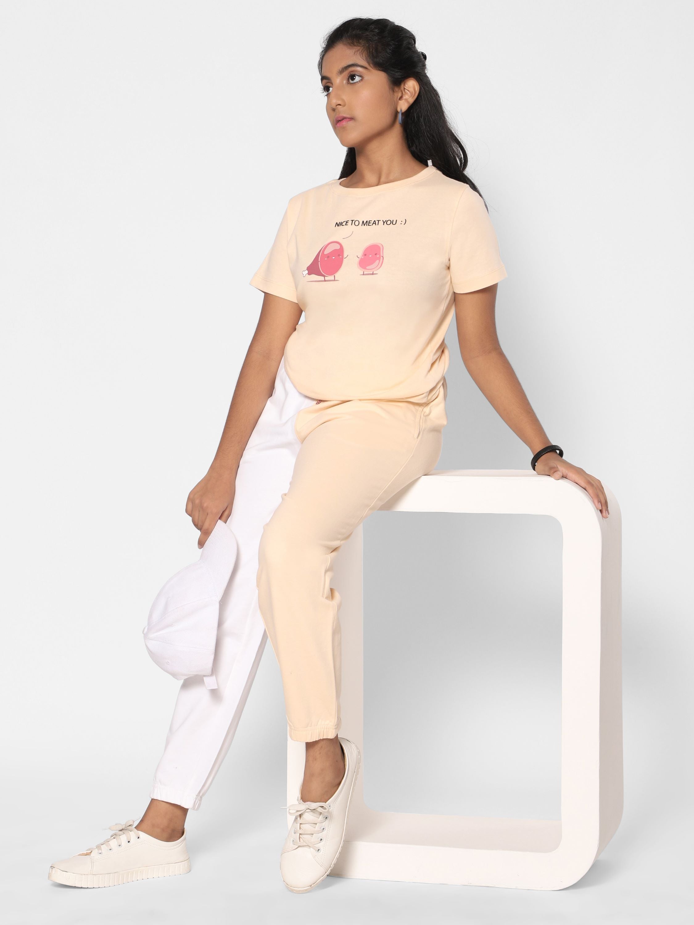 Track pants -half pattern- Peach