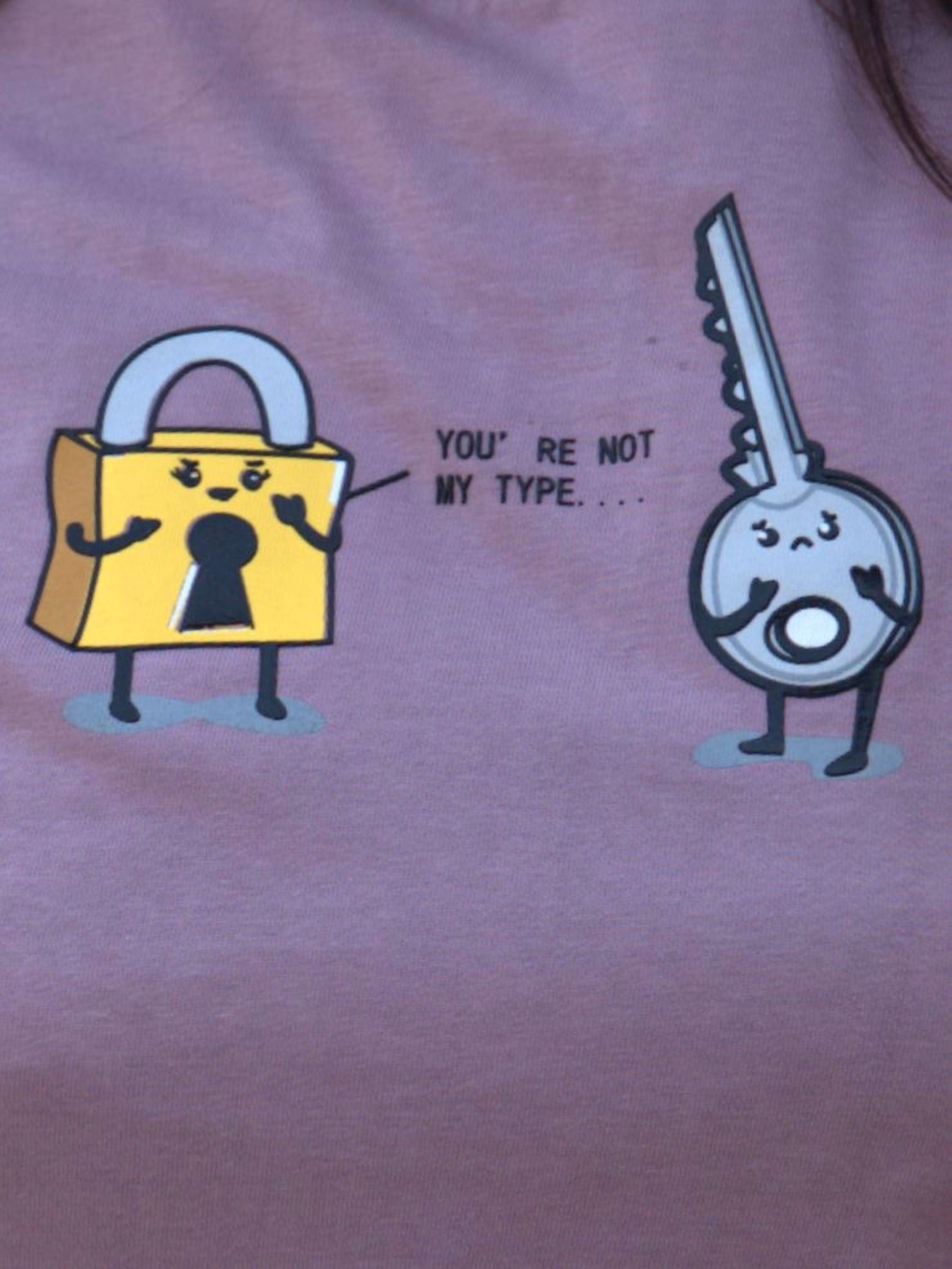 graphic T-shirt lock & key- Lilac