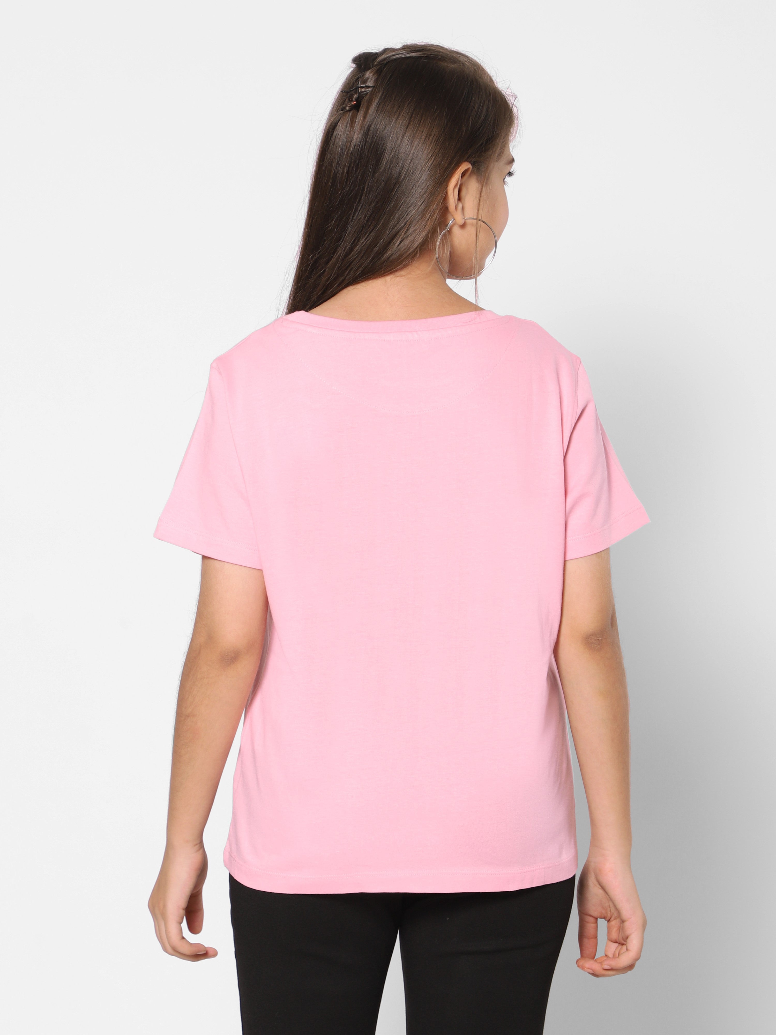 Graphic Print T-Shirt-Pink/Blue