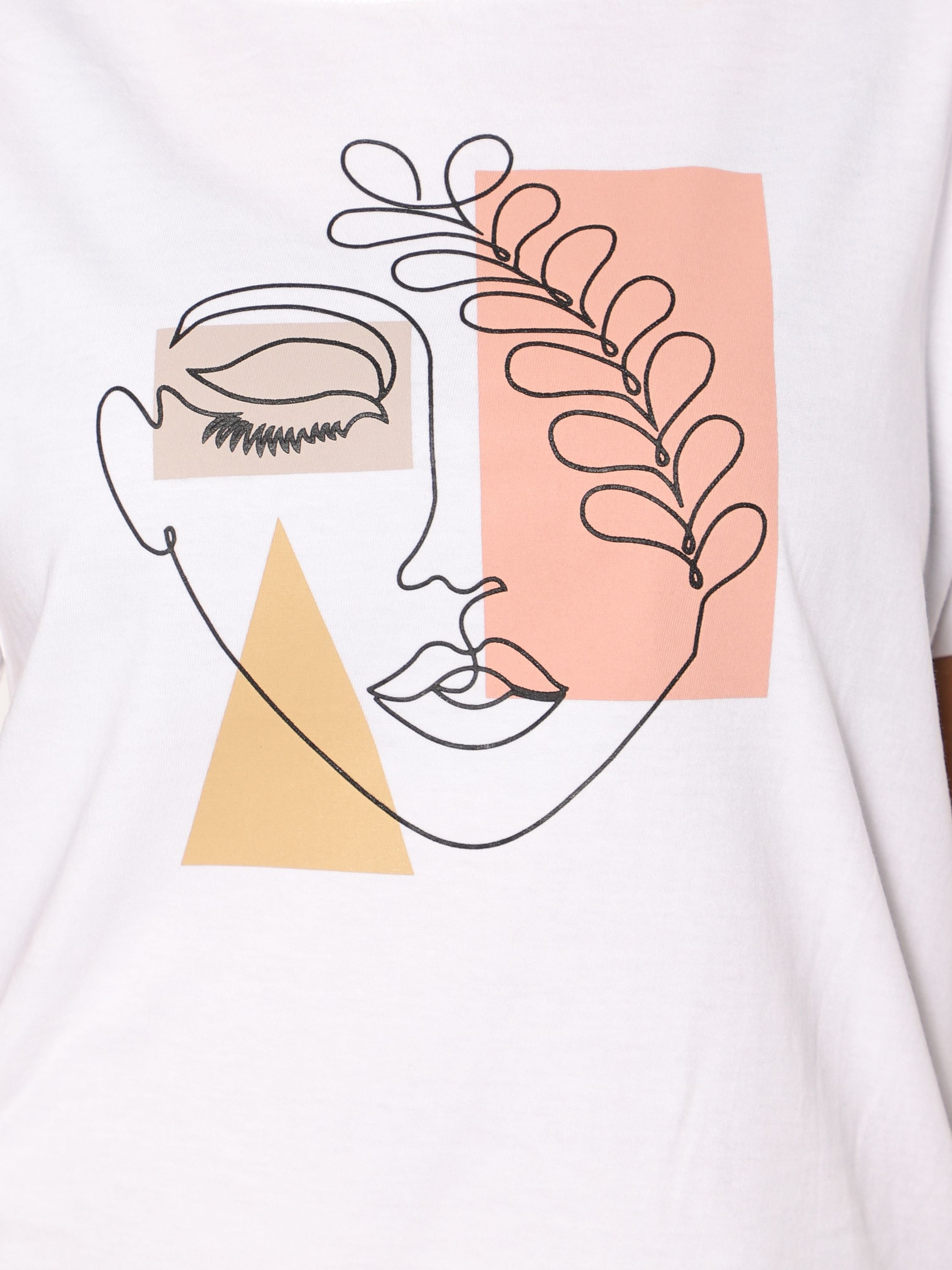 Graphic T-shirt line art- White