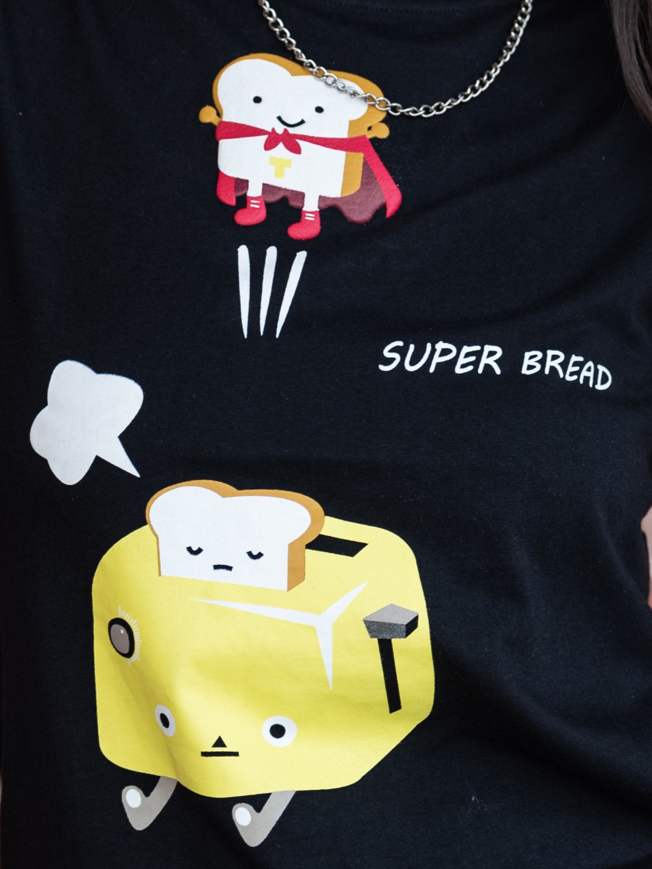 TeenTrums Girls  Graphic T-shirt - Super Bread-Black