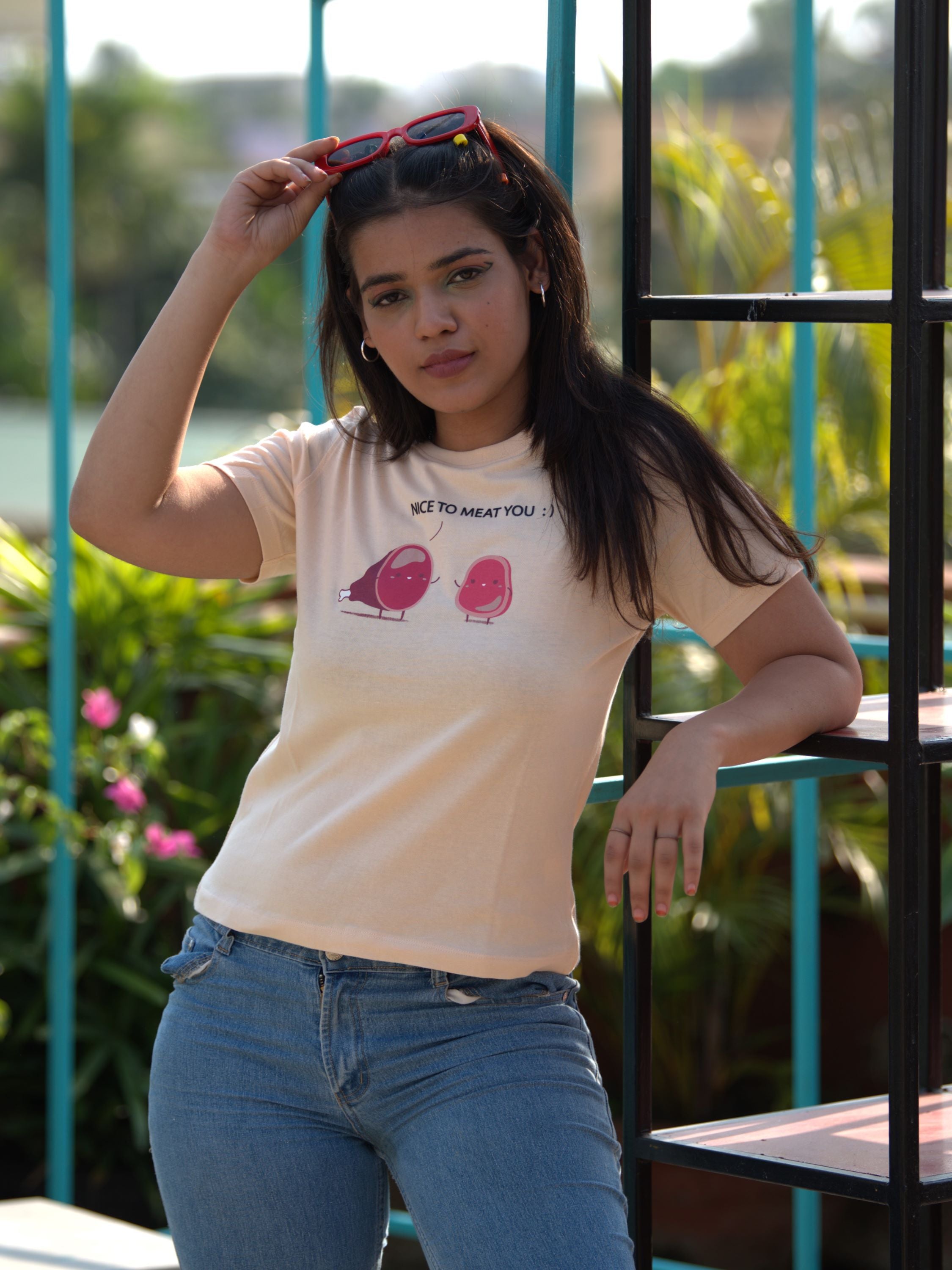 Graphic T-shirt nice - Peach