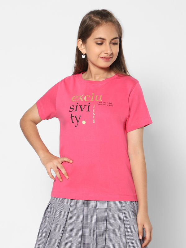 TeenTrums Girls Statement T-shirt - Exclusivity - Dark Pink