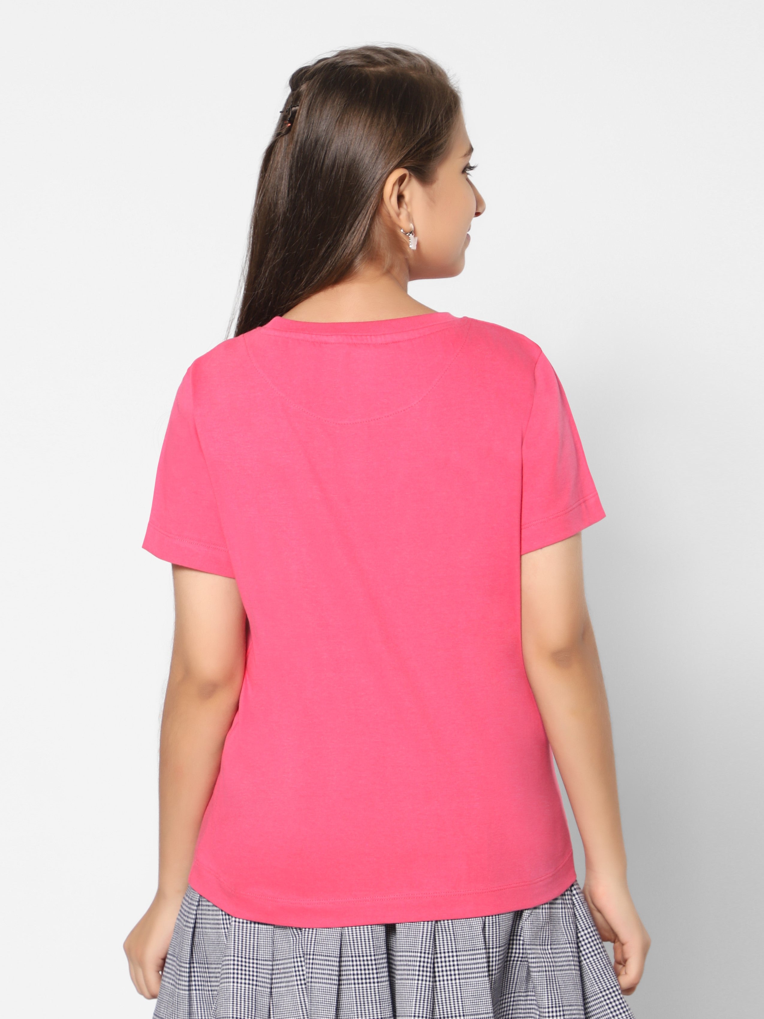 Graphic Print T-Shirt-Pink/Blue