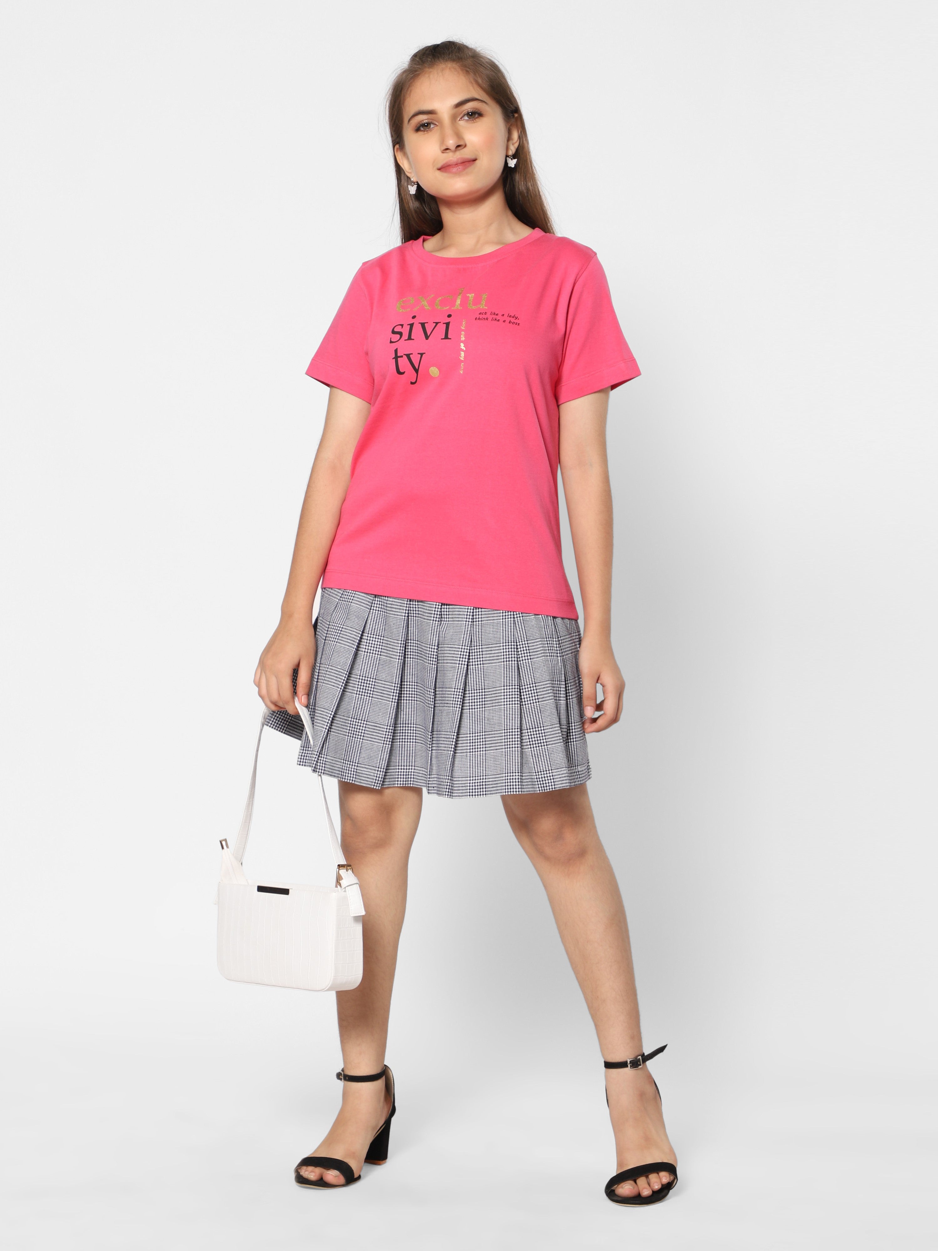 Graphic Print T-Shirt-Pink/Blue