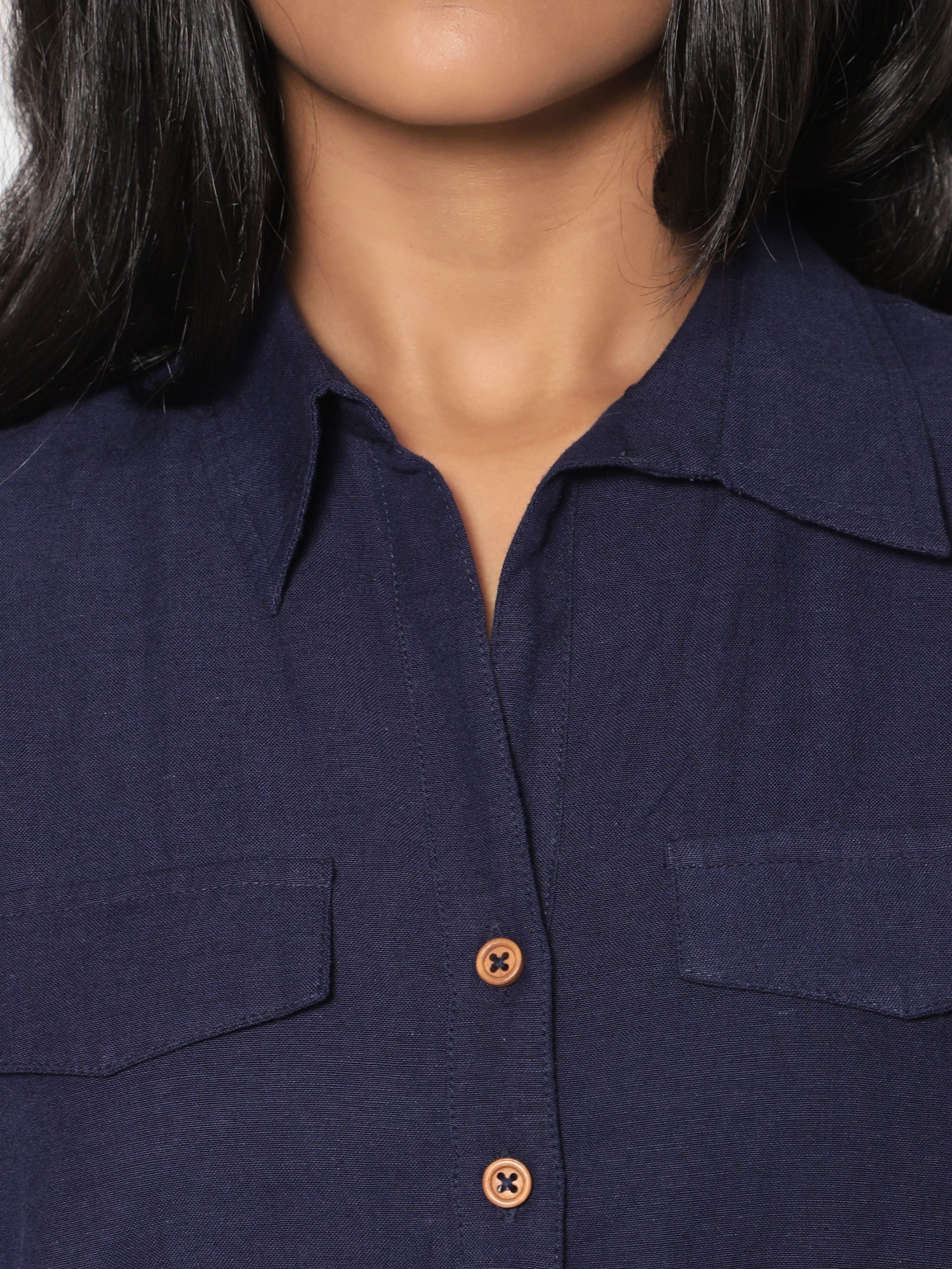 Collar Jumpsuit-Navy