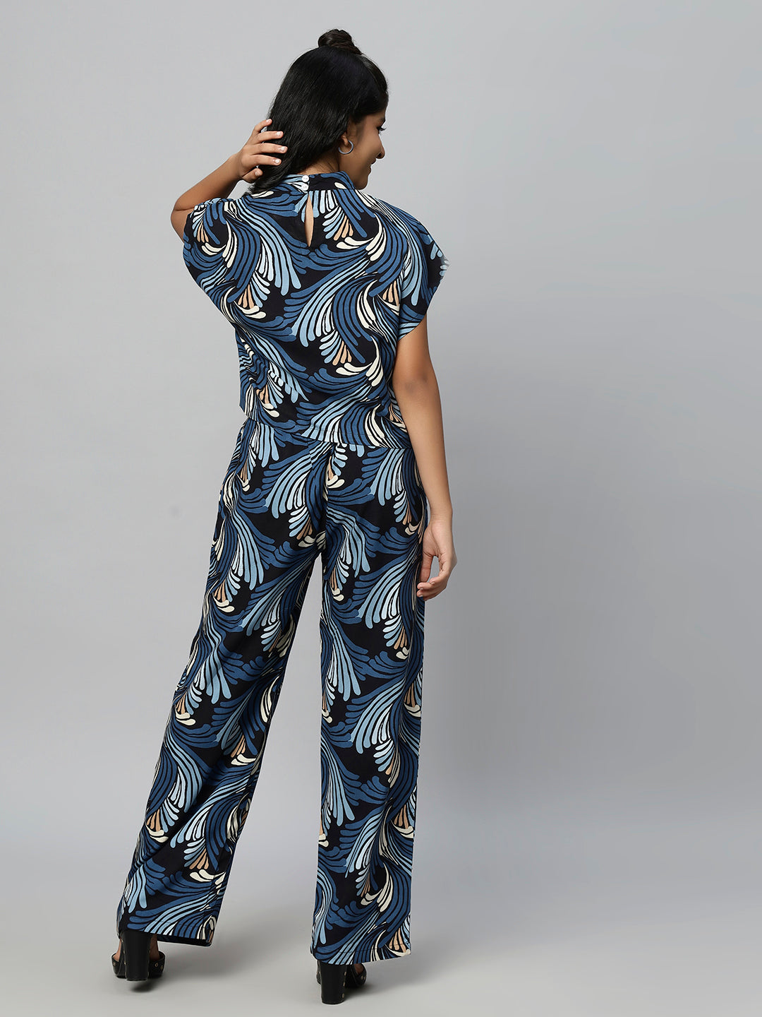 Aqua Print Co-ord Set- Navy