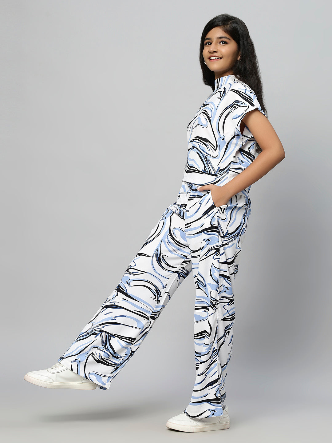 TeenTrums Girls Lucid Ink Print Co-ord Set-White