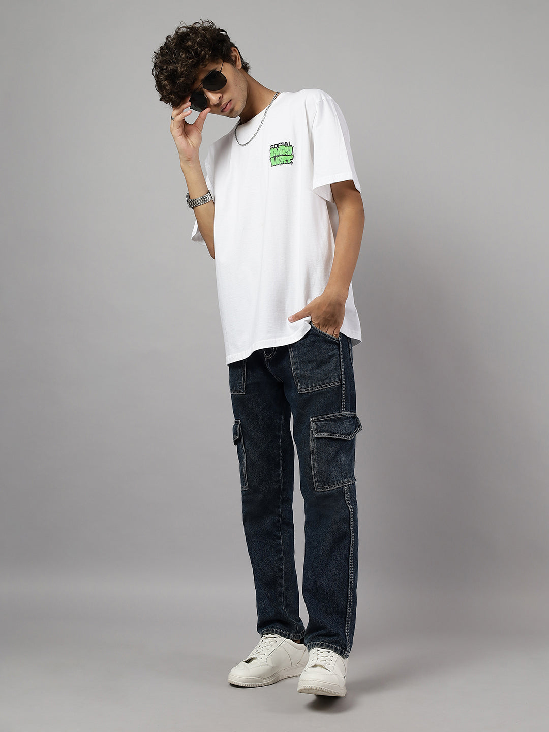 Boys Introvert Graphic Oversized Tshirt - White
