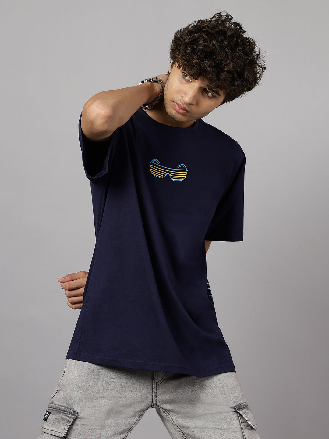 Boys Rider Graphic Oversized Tshirt - Navy