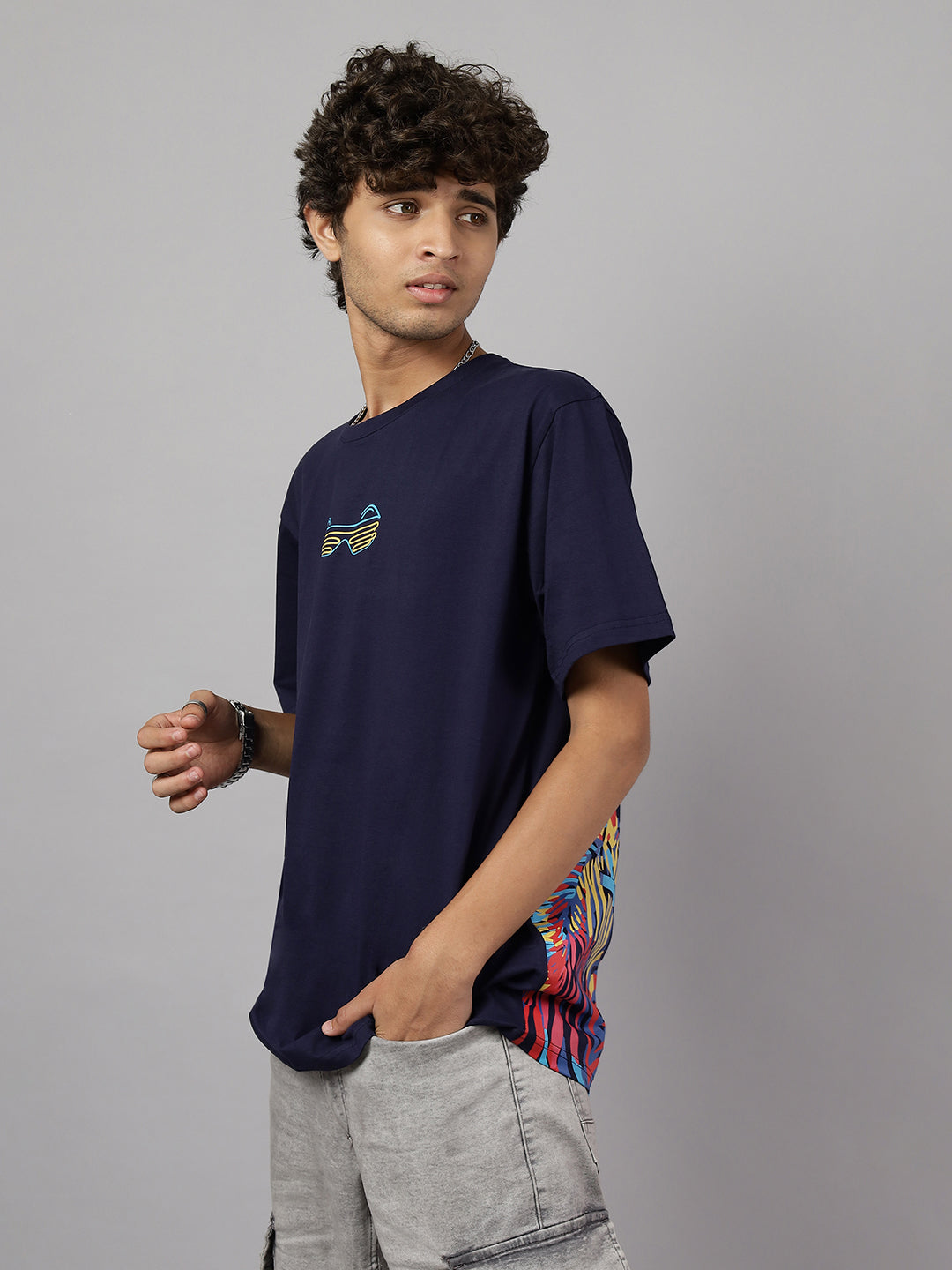 Boys Rider Graphic Oversized Tshirt - Navy