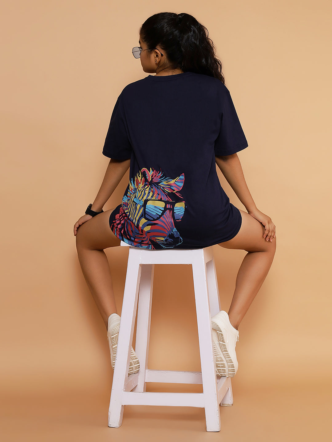 Girls Rider Graphic Oversized Tshirt - Navy