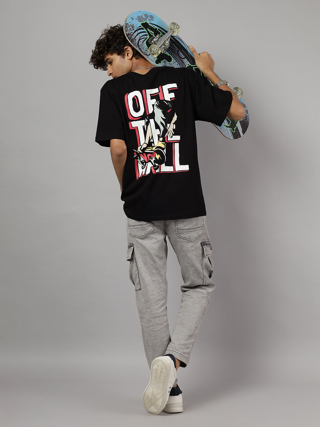 Boys Skater Vibe Graphic Oversized Tshirt - Black