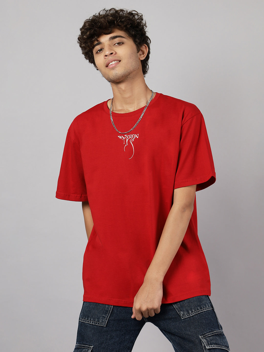 Boys Street Passion Graphic Oversized Tshirt - Red