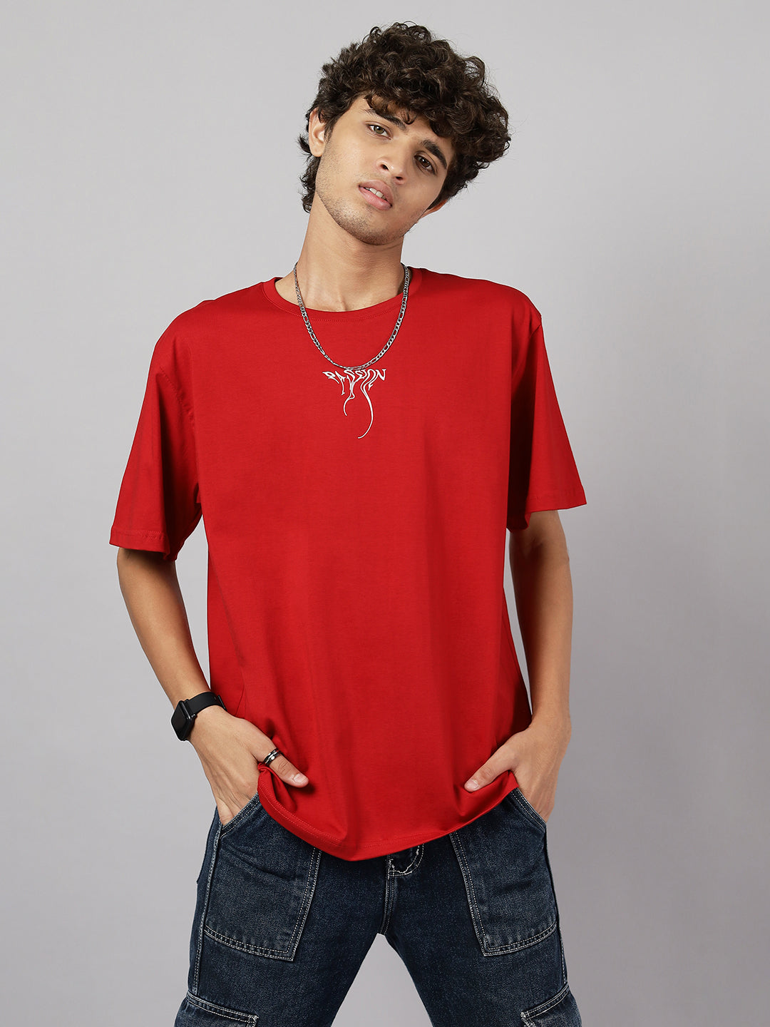 Boys Street Passion Graphic Oversized Tshirt - Red
