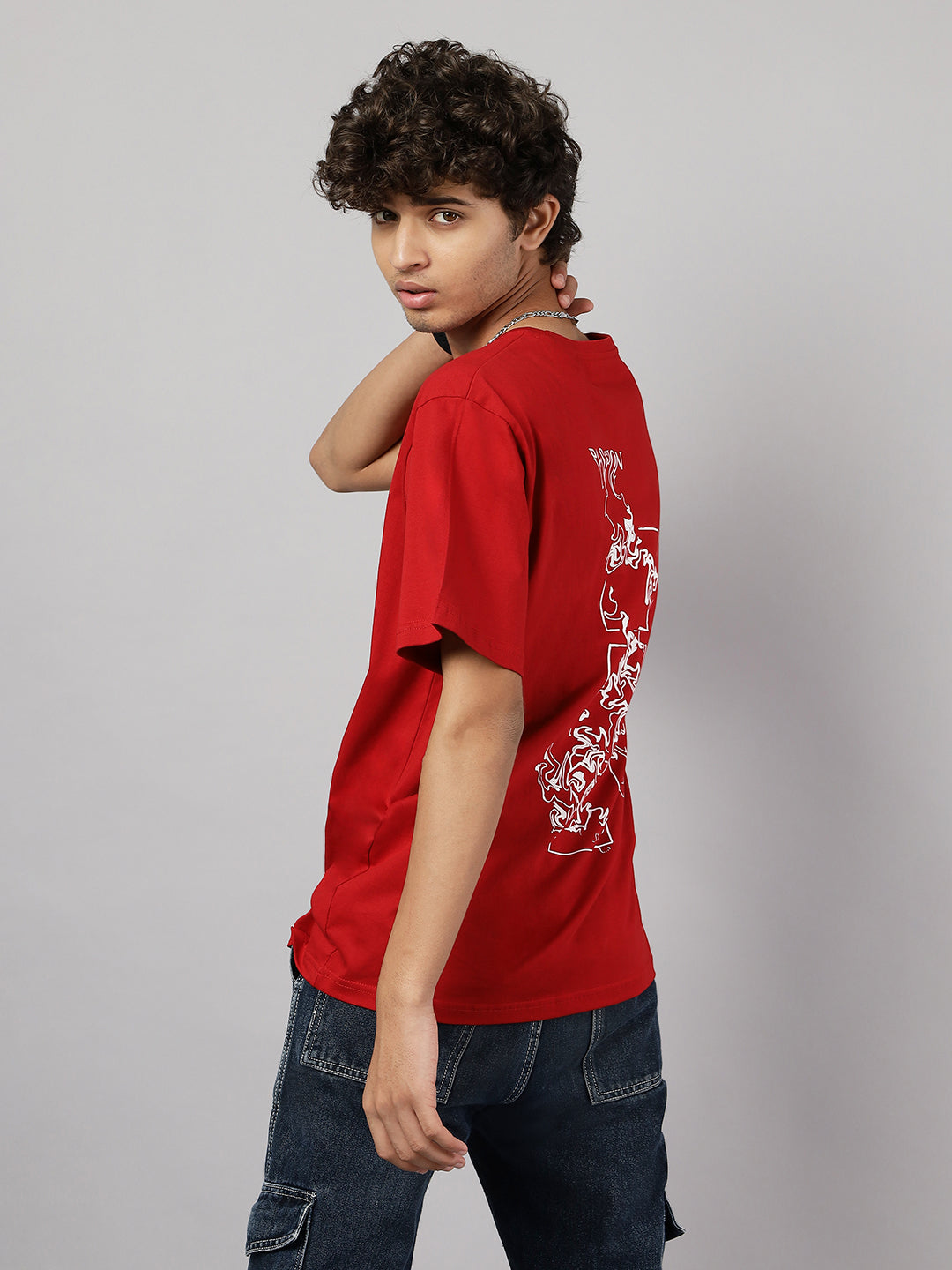 Boys Street Passion Graphic Oversized Tshirt - Red