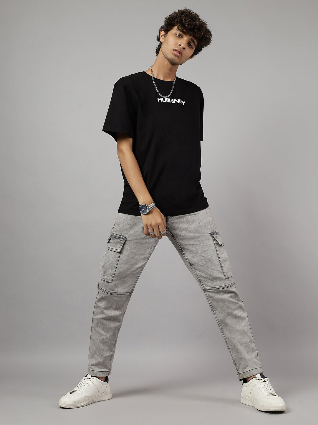 Boys Humanity Graphic Oversized Tshirt - Black