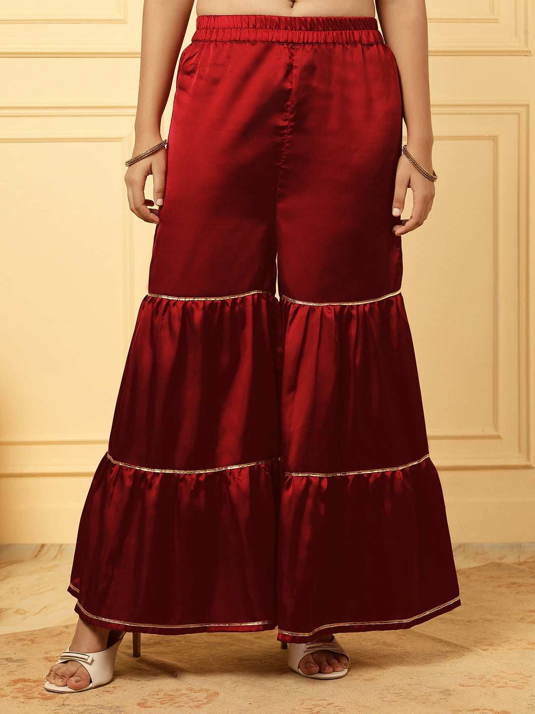 Girls Ethnic Floral Kurta and Sharara Set – Red