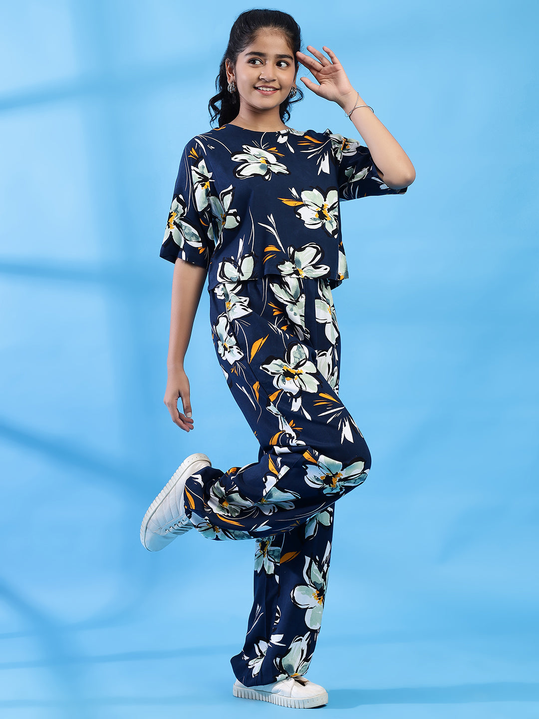 Crocus Print Co-Ord set - Navy