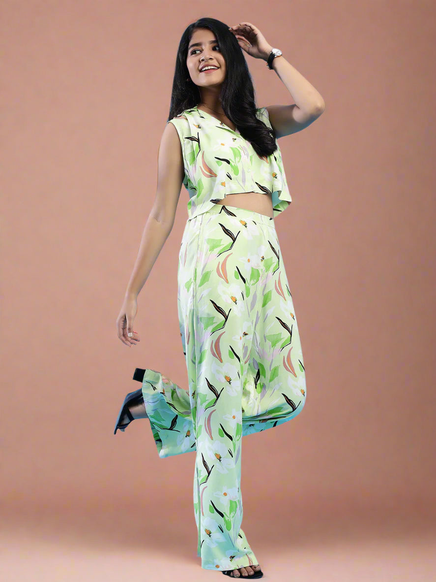 Floral Whisper Print Co-Ord set - Mint