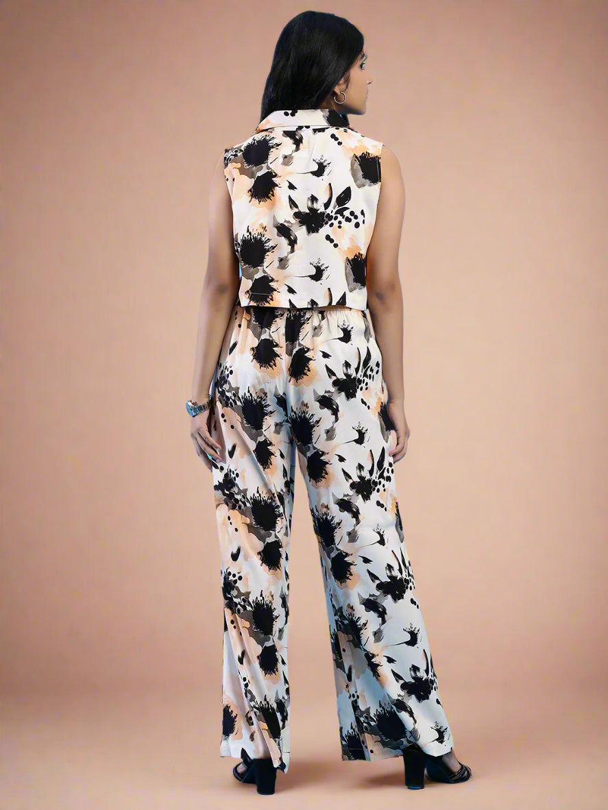 Dusky Petal Print Co-Ord set - Peach