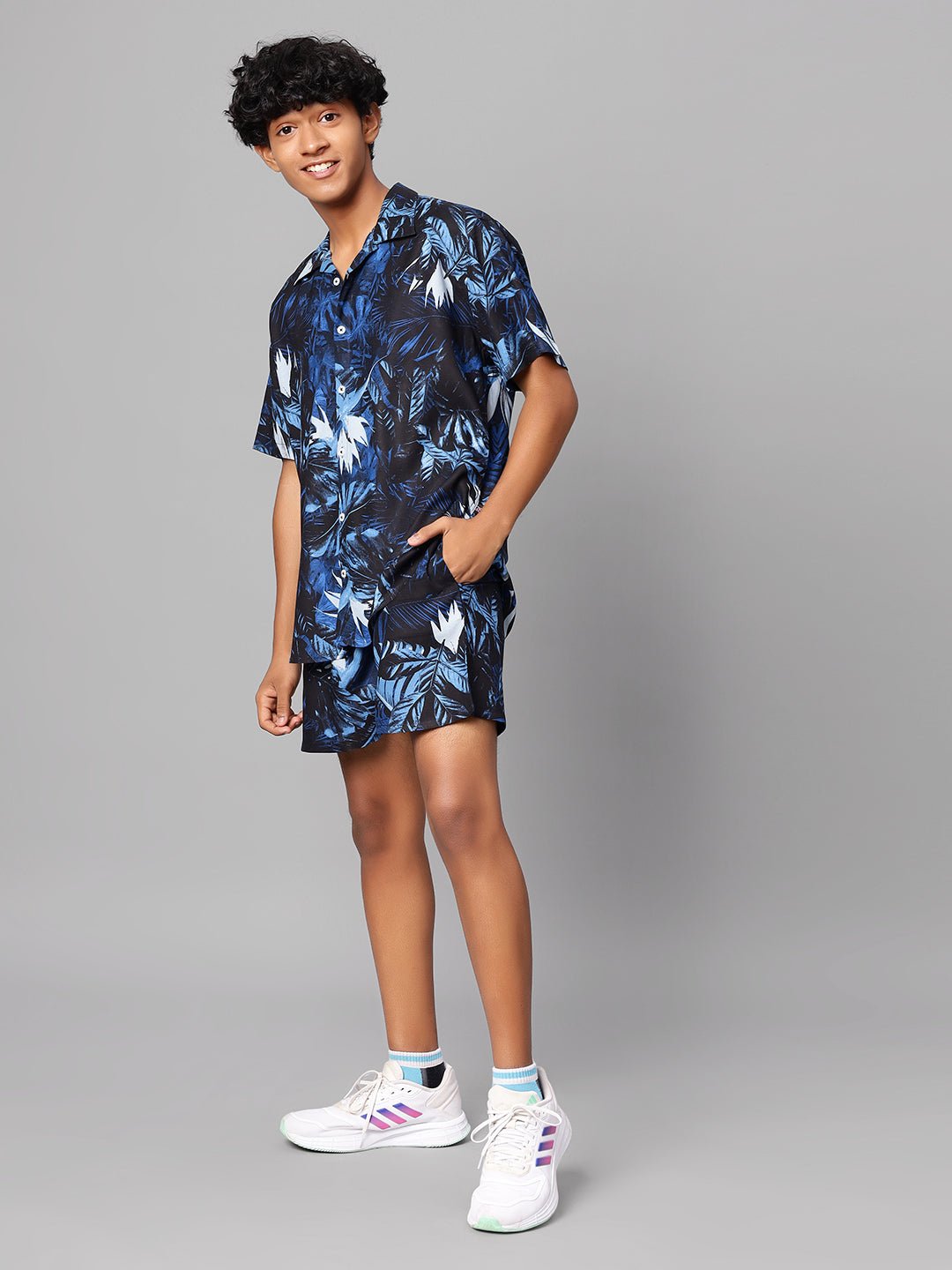 Tropical Print Co-ord Set - Navy