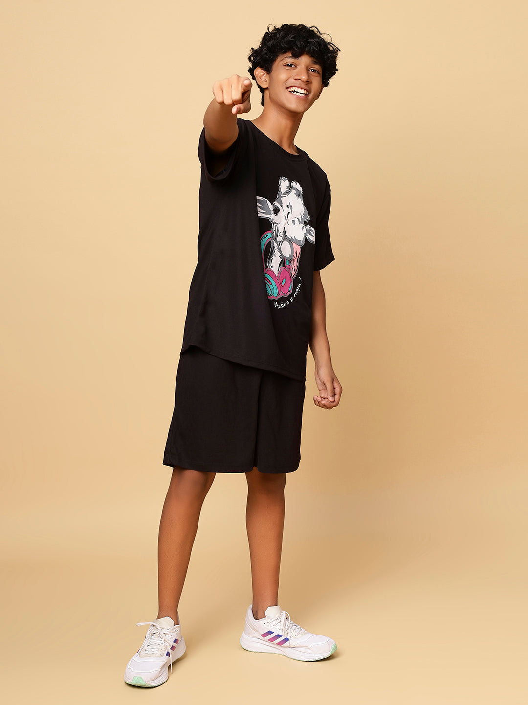 Tshirt and Shorts Co-Ord Set-Black