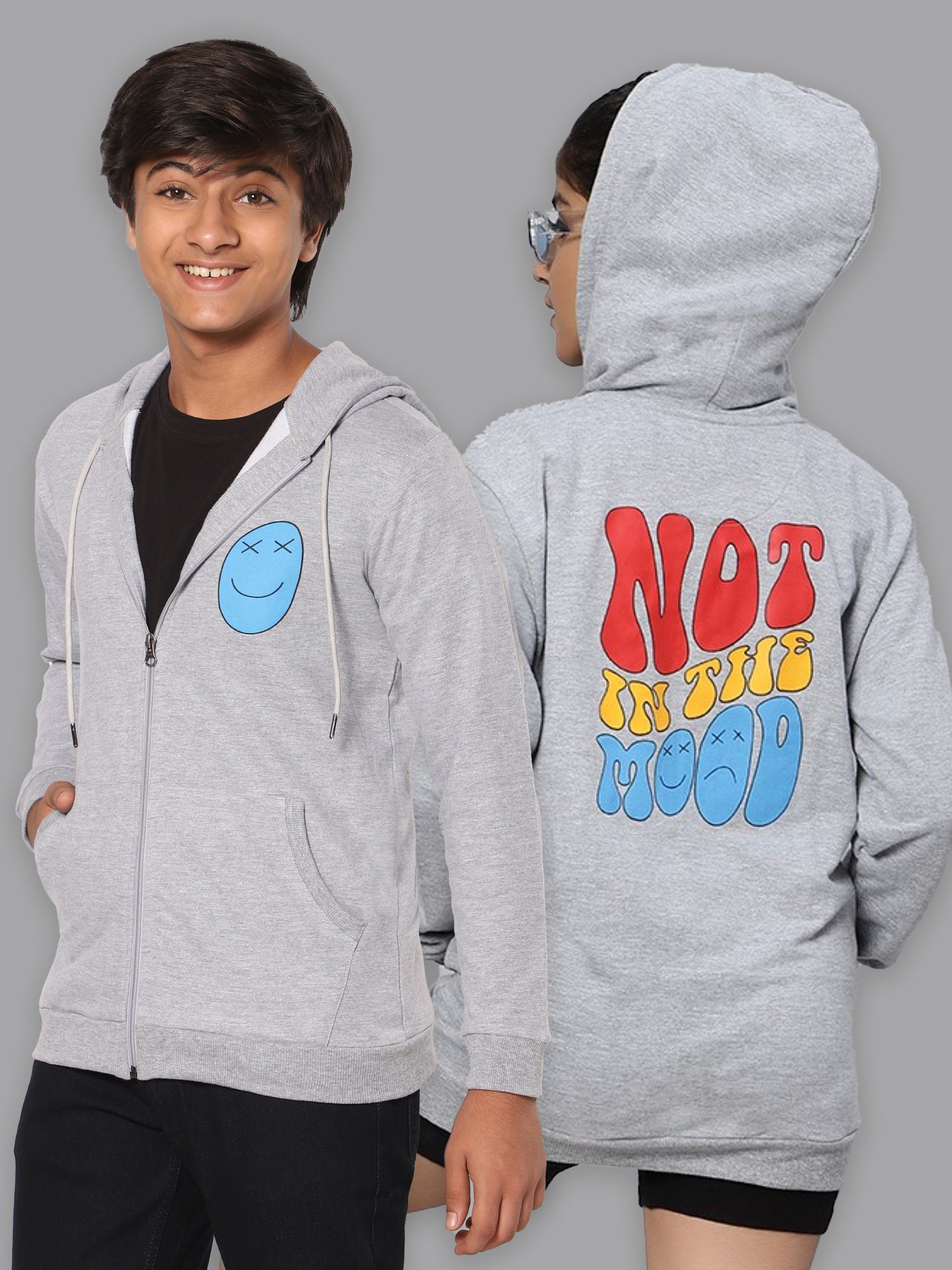 TeenTrums Boys Sweatshirt - Not in the mood - Ecru/Grey Melange