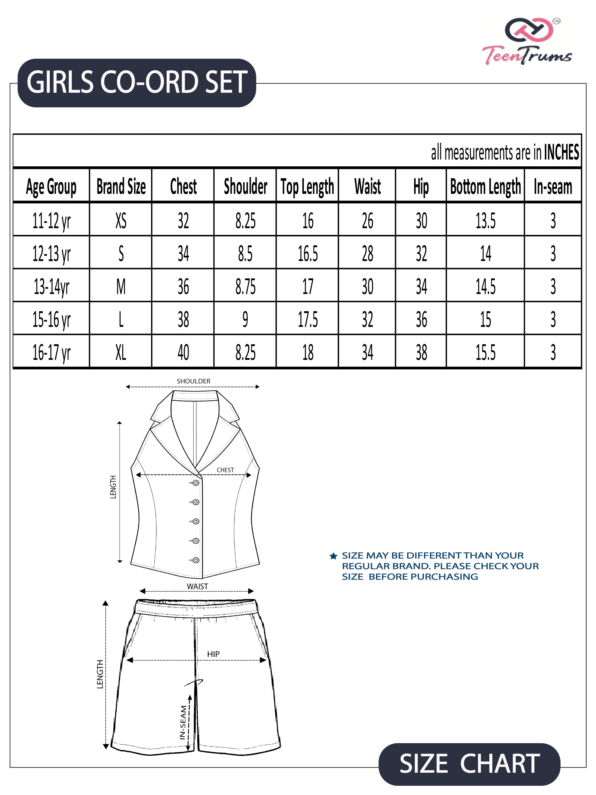 Girls Abstract Floral Print Co-Ord Set - Navy
