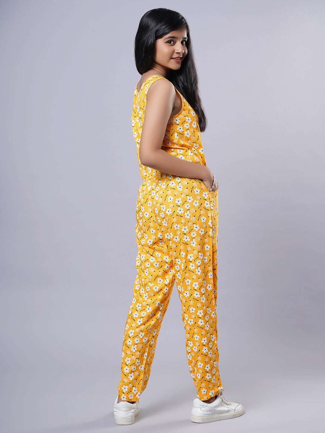 Printed Jumpsuit-Mustard