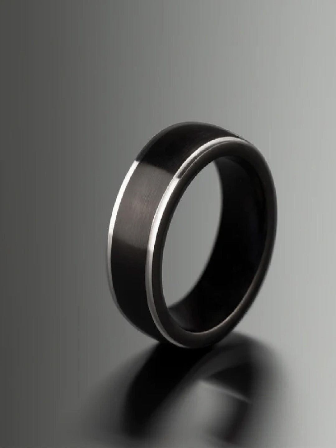 Boys Black on Silver Felicity Ring