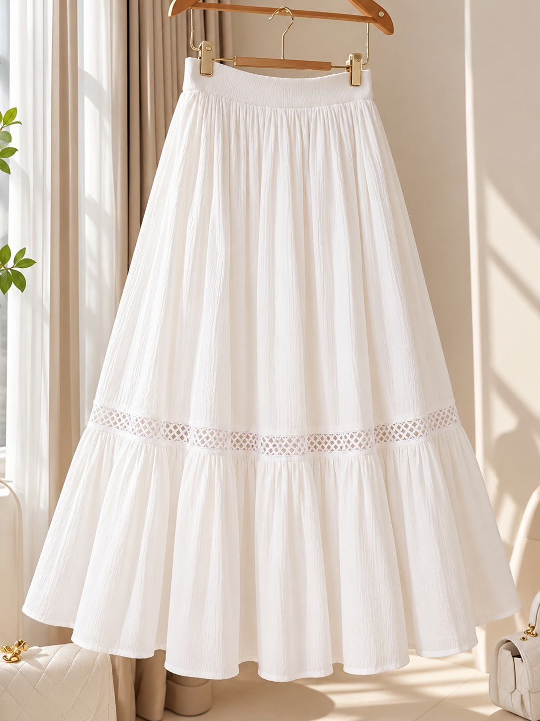 Girls Flared Maxi Skirt - White