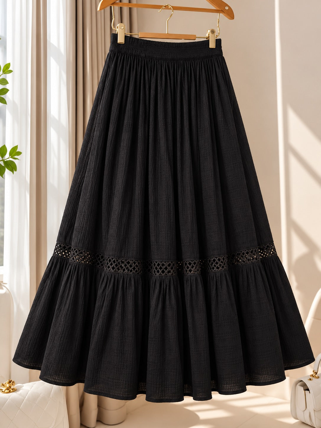 Girls Flared Maxi Skirt - Black