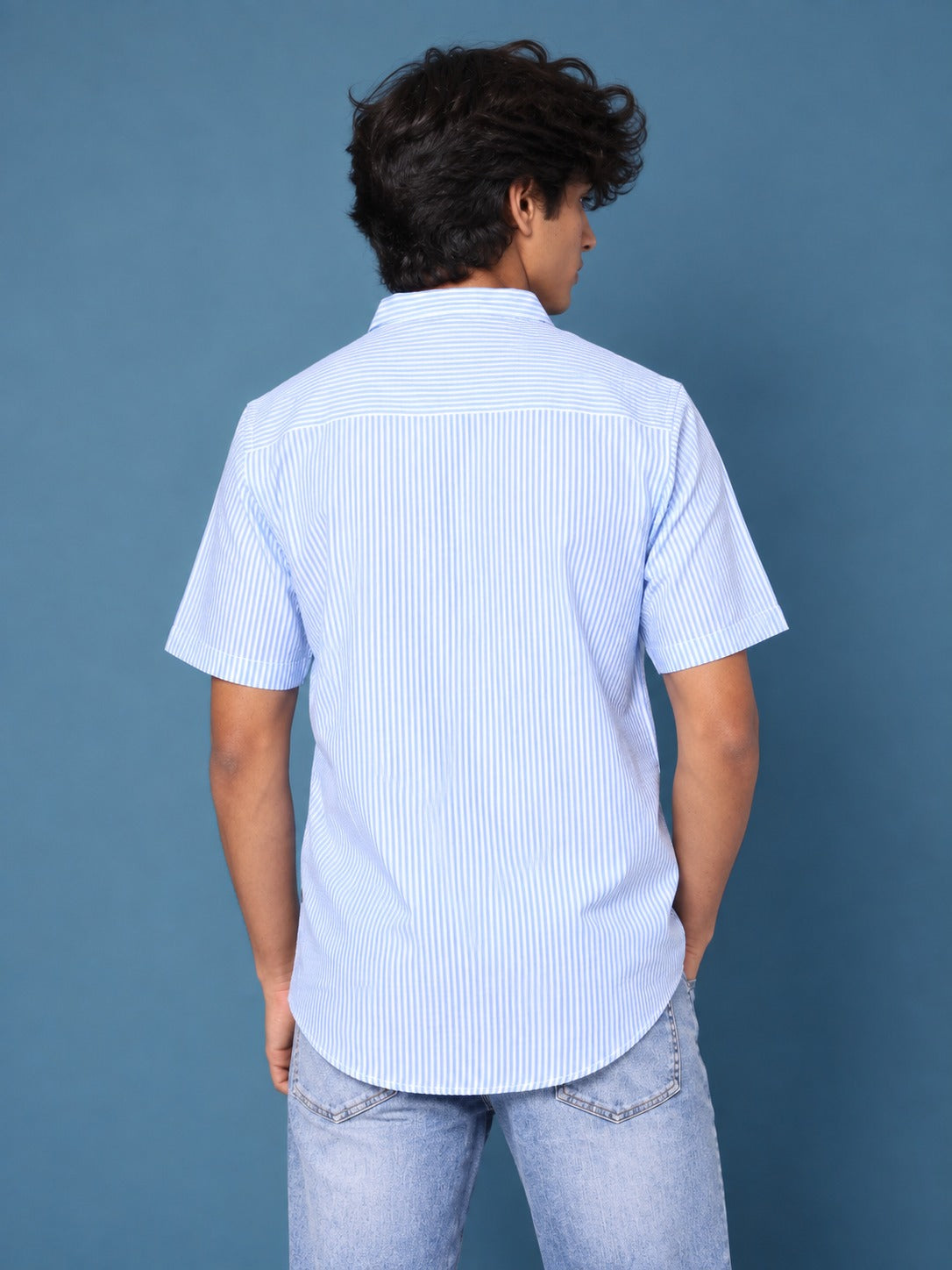 Short Sleeve Y/D  Shirt Blue