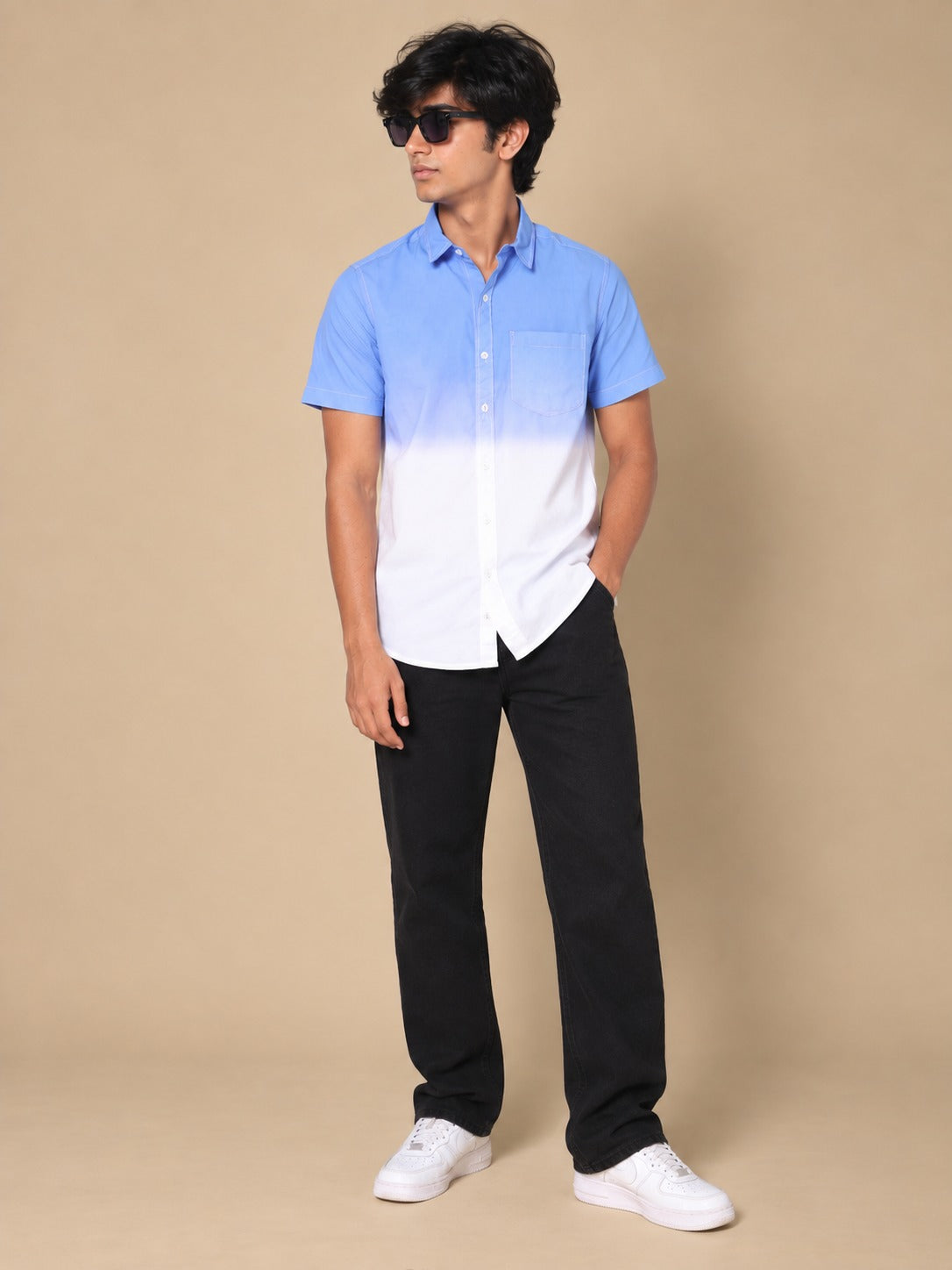 Tie & dye Shirt Aqua/White