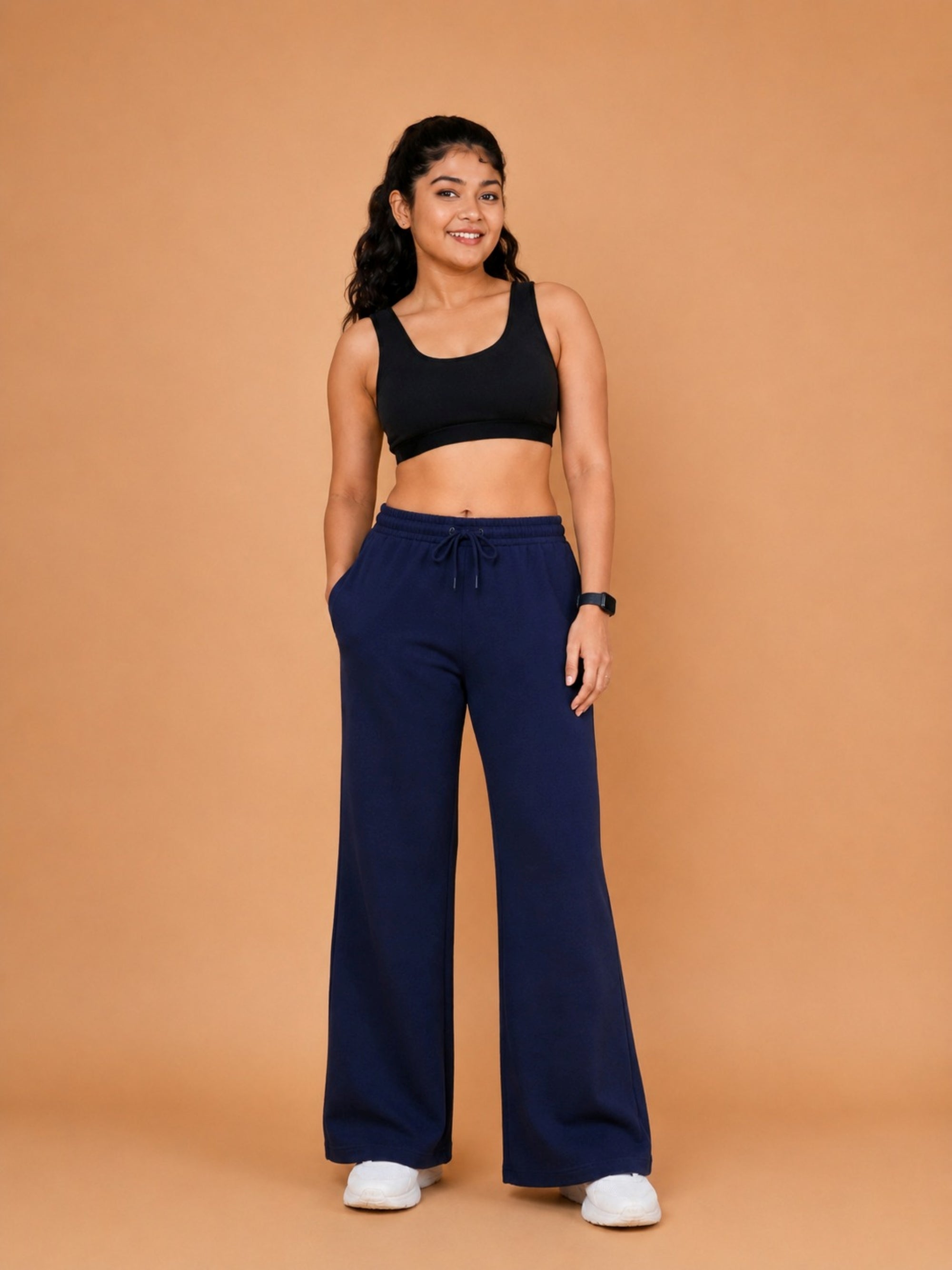 Girls Bootcut Trackpants - Navy