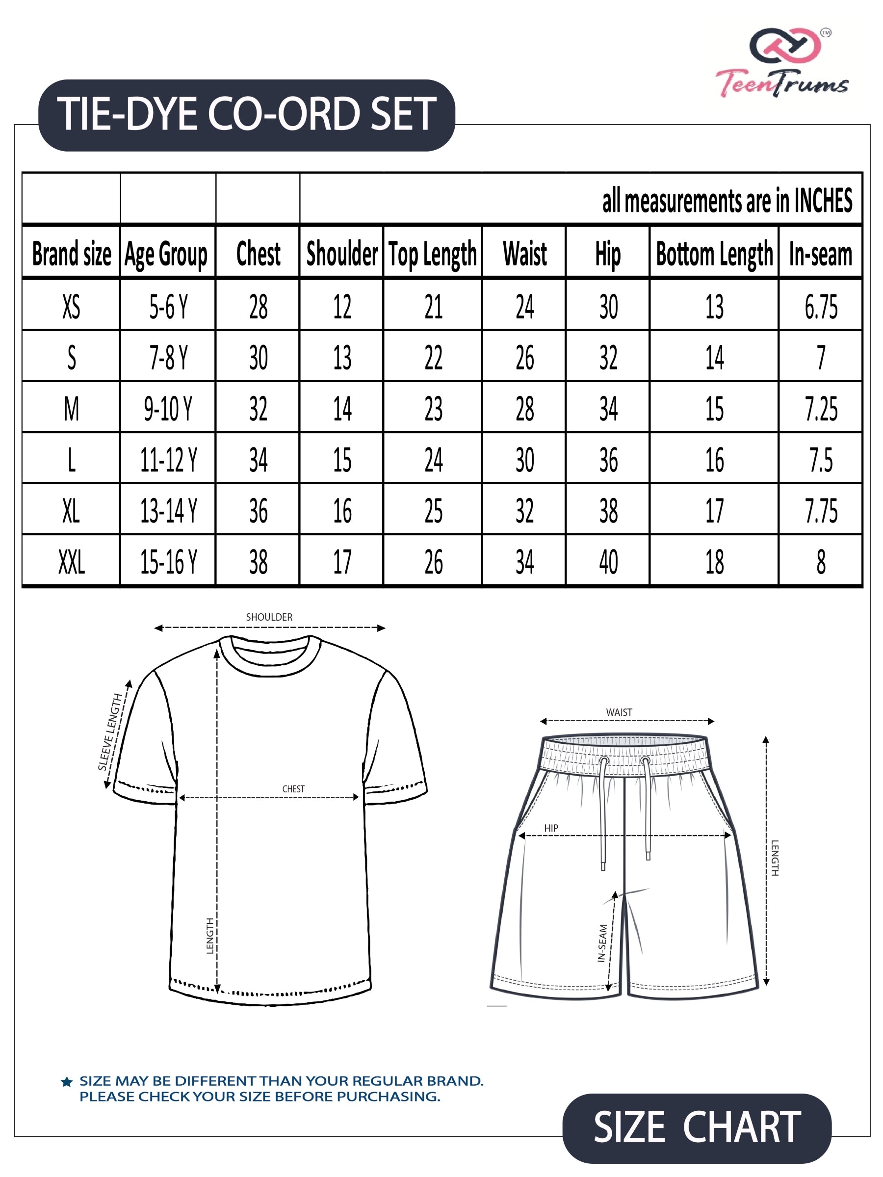 TeenTrums Boys 100% Cotton Orange Zest Tie Dye Co-ord set