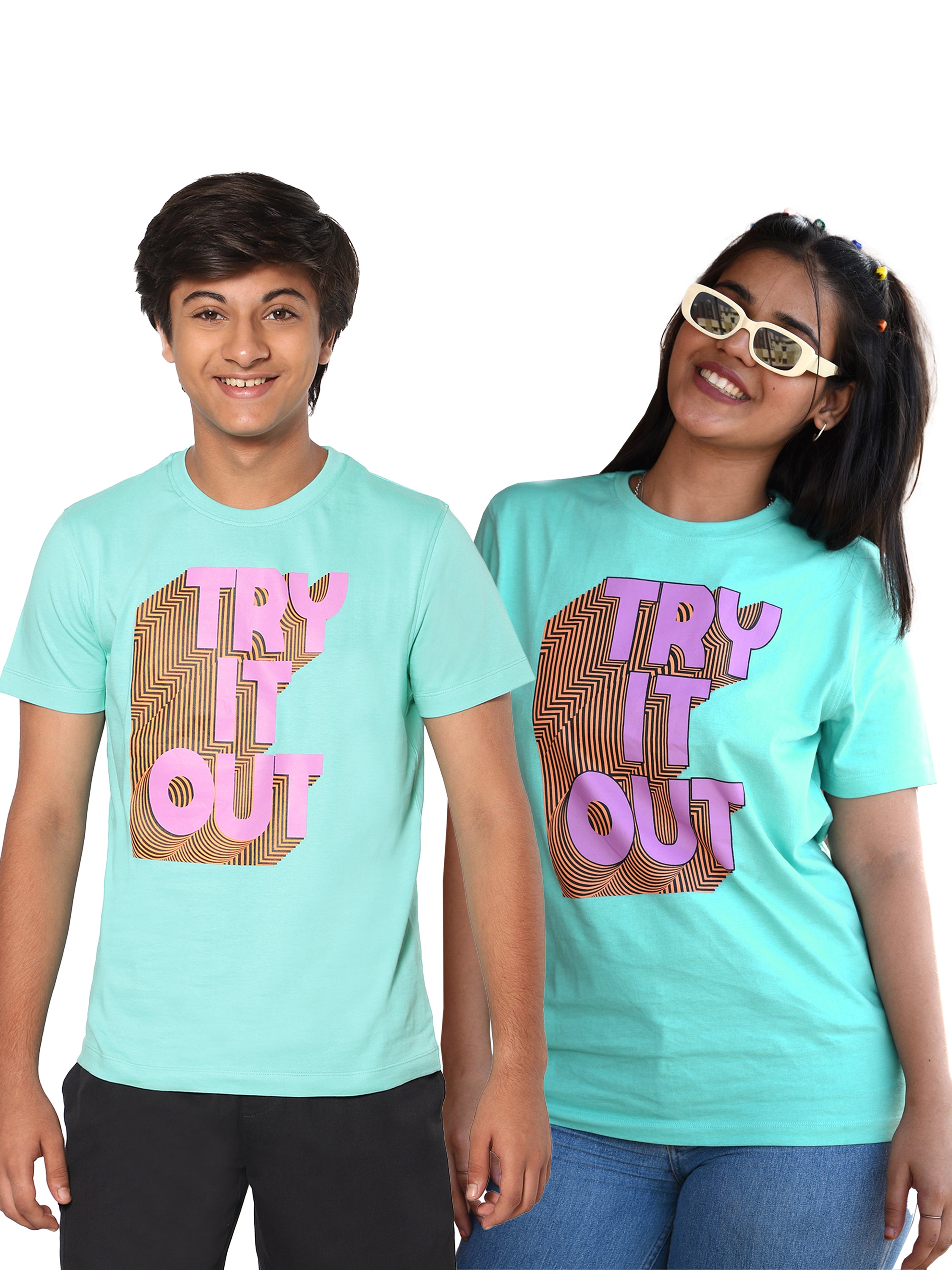 TeenTrums Unisex statement T-shirt - Try it out - Turquoise
