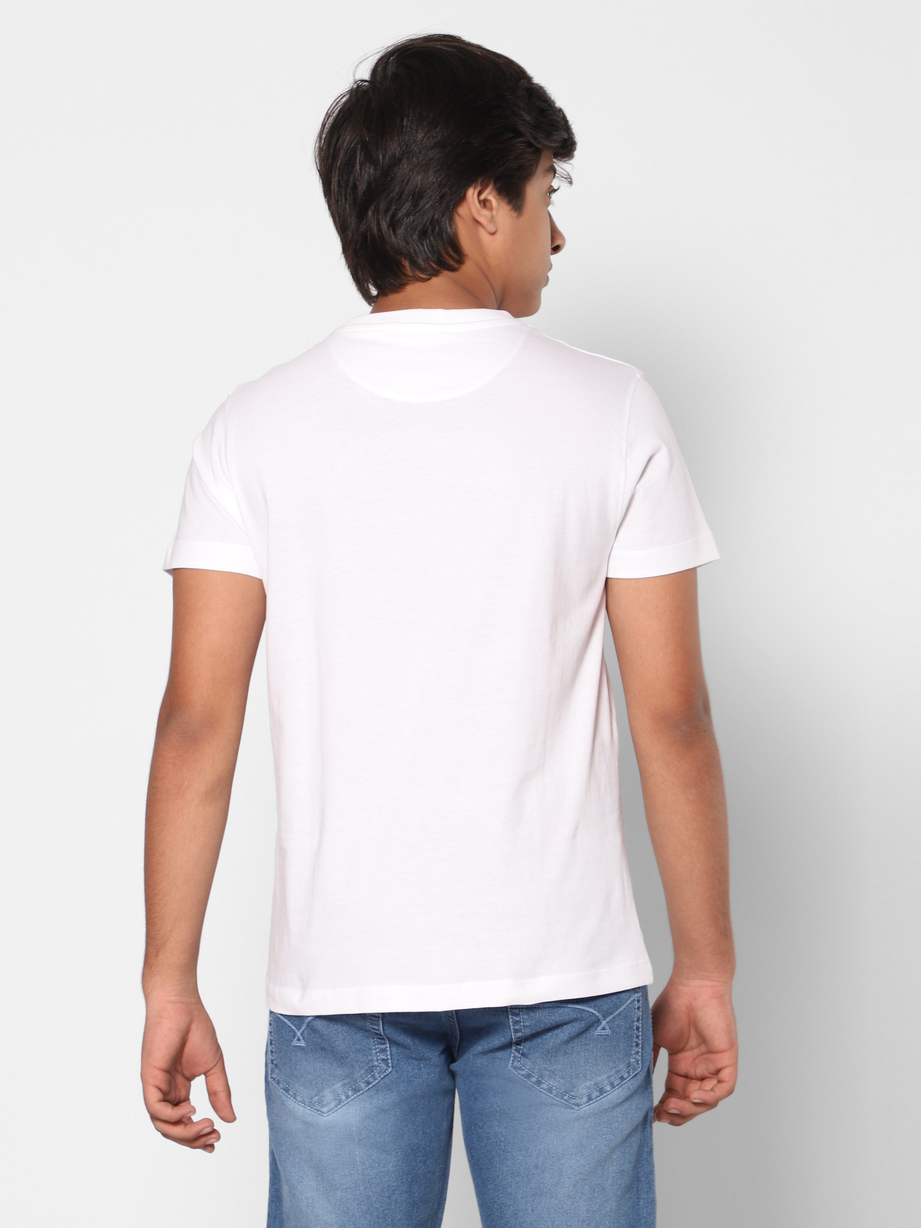 TeenTrums Regular Boys Statement T-shirt Stay Weird buddy foil print-White